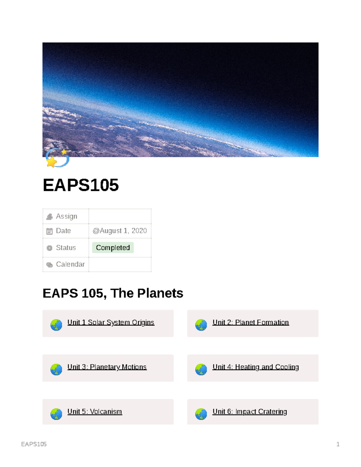 EAPS105 - Lecture Notes All - 💫 EAPS Assign Date Status Completed ...