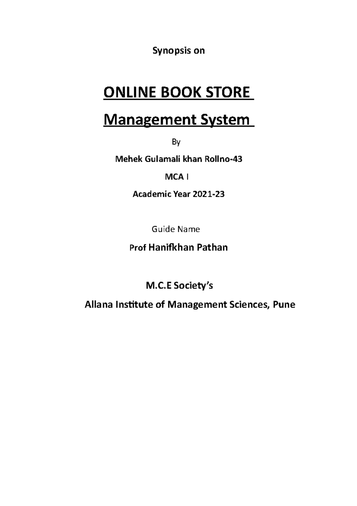 Synopsis online book store Synopsis on ONLINE BOOK STORE Management