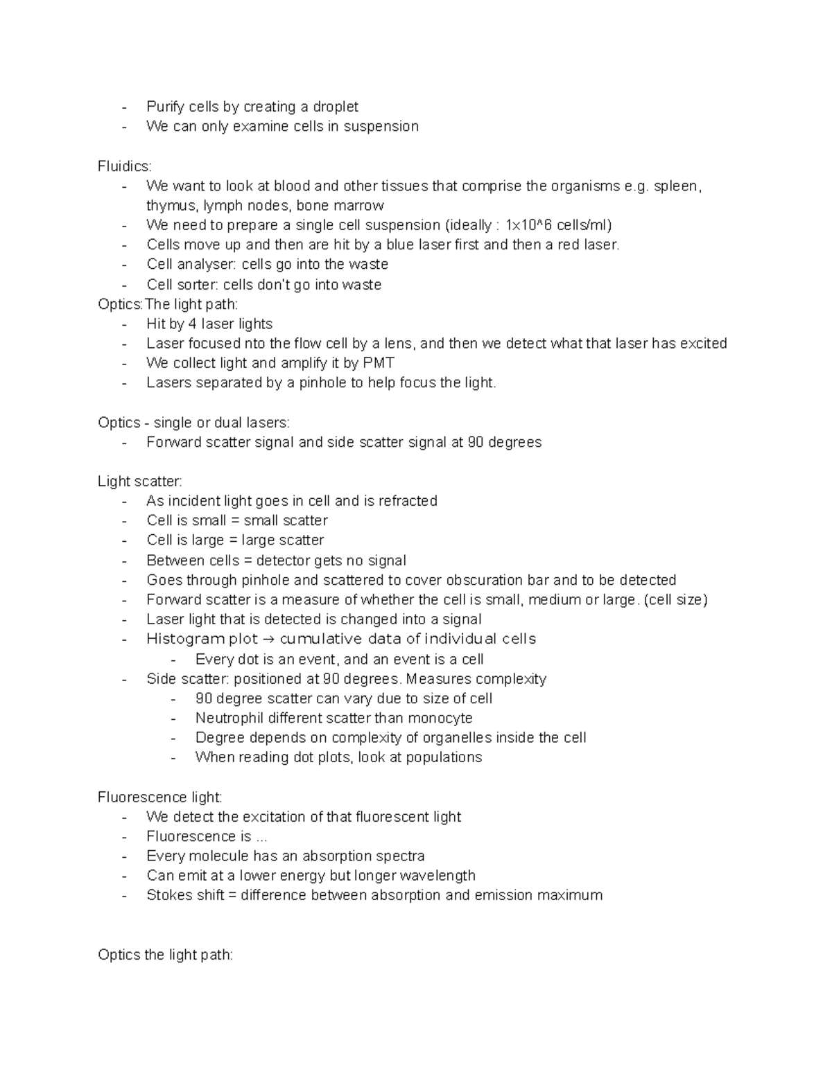 Flow Cytometry Workshop Notes - Purify cells by creating a droplet We ...