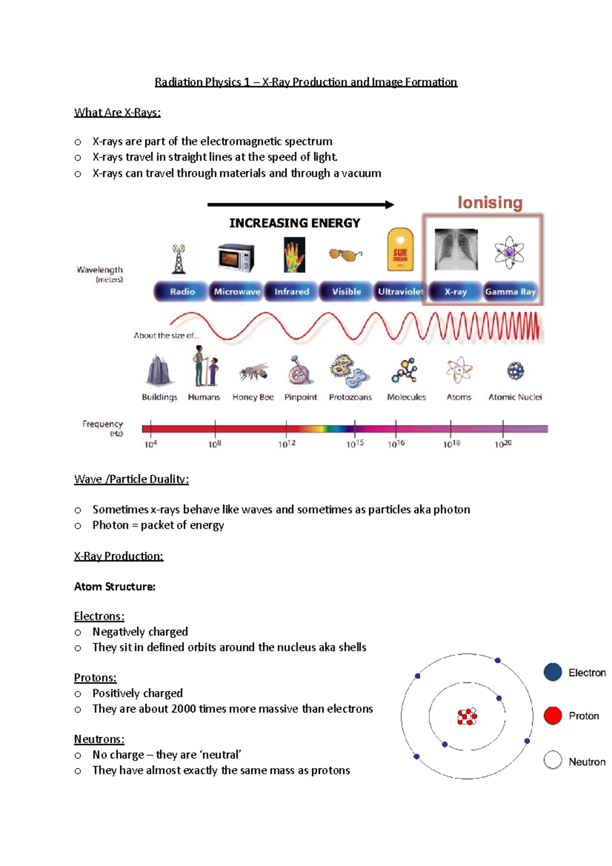 Radiation Physics 1 o Xrays can travel through materials and through