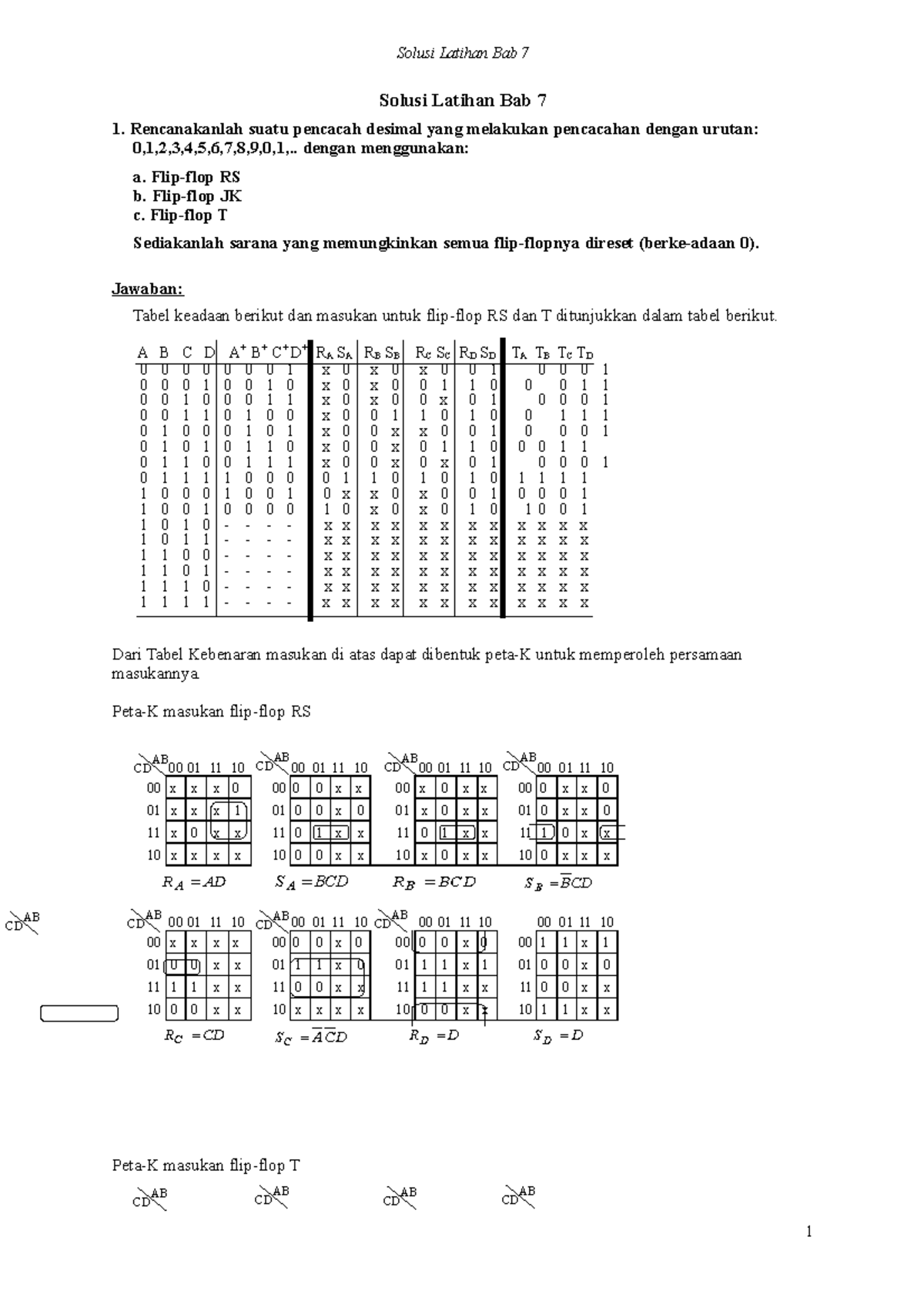 Solusi-bab07 - Solution To Chapter 7 - Solusi Latihan Bab 7 1 ...