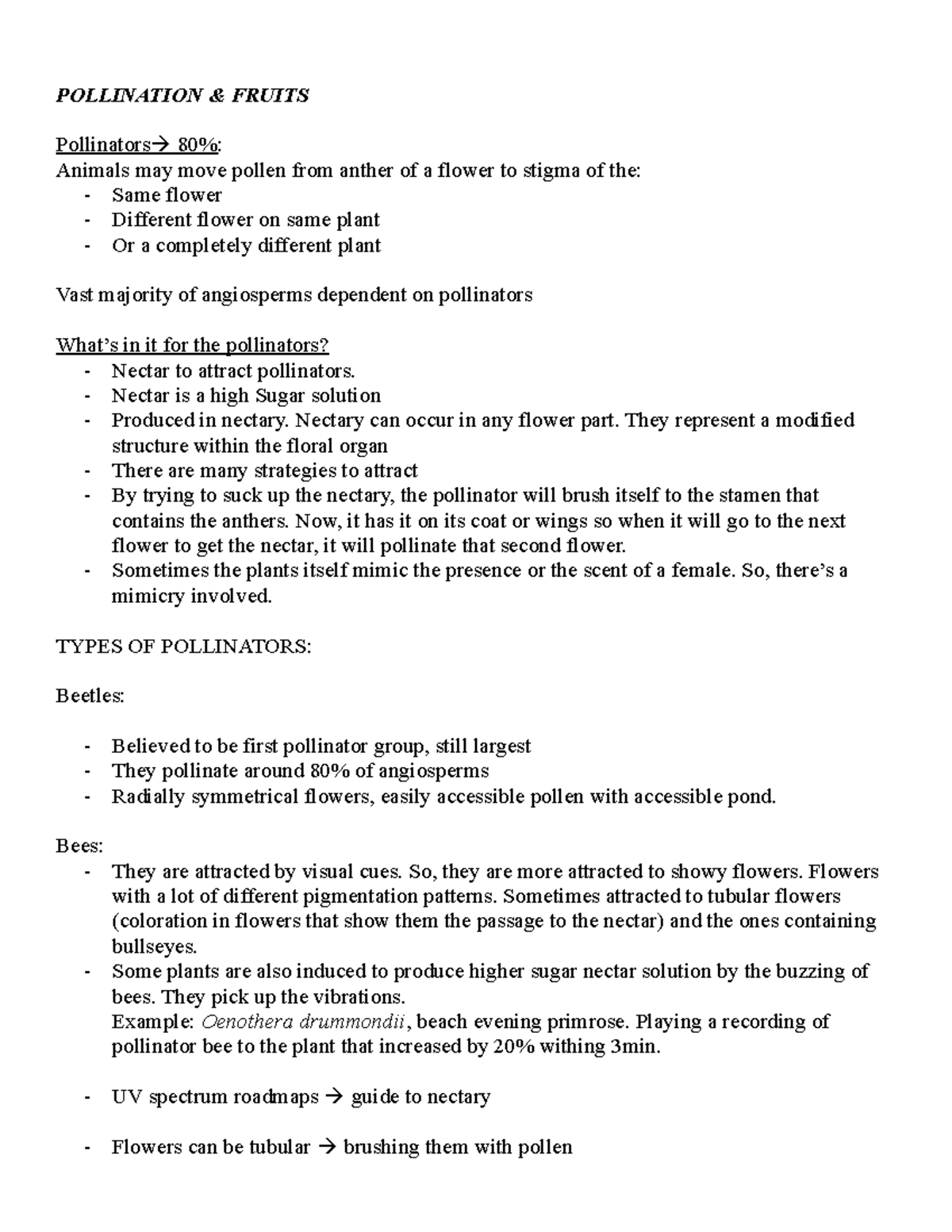Lecture-Notes on pollination and the processus of it - POLLINATION ...