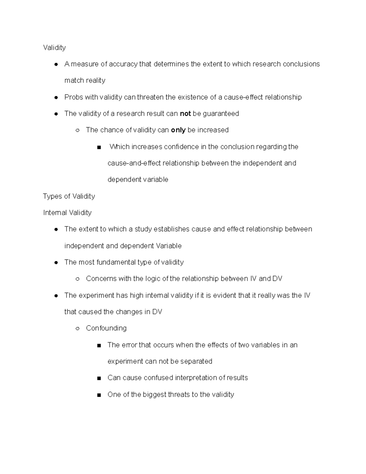 Experimental Psychology Validity - Validity A measure of accuracy that ...