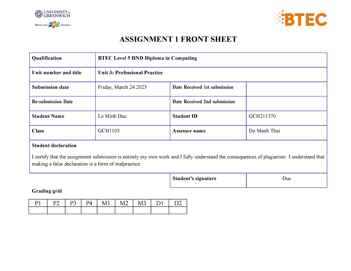 assignment pass mark