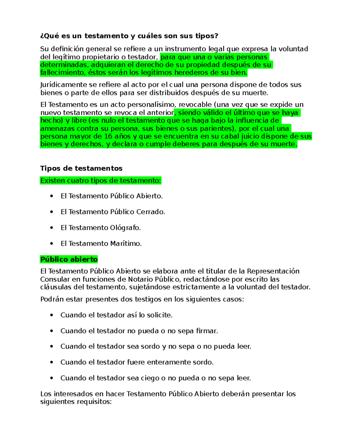 Qué es un testamento y cuáles son sus tipos ¿Qué es un testamento y