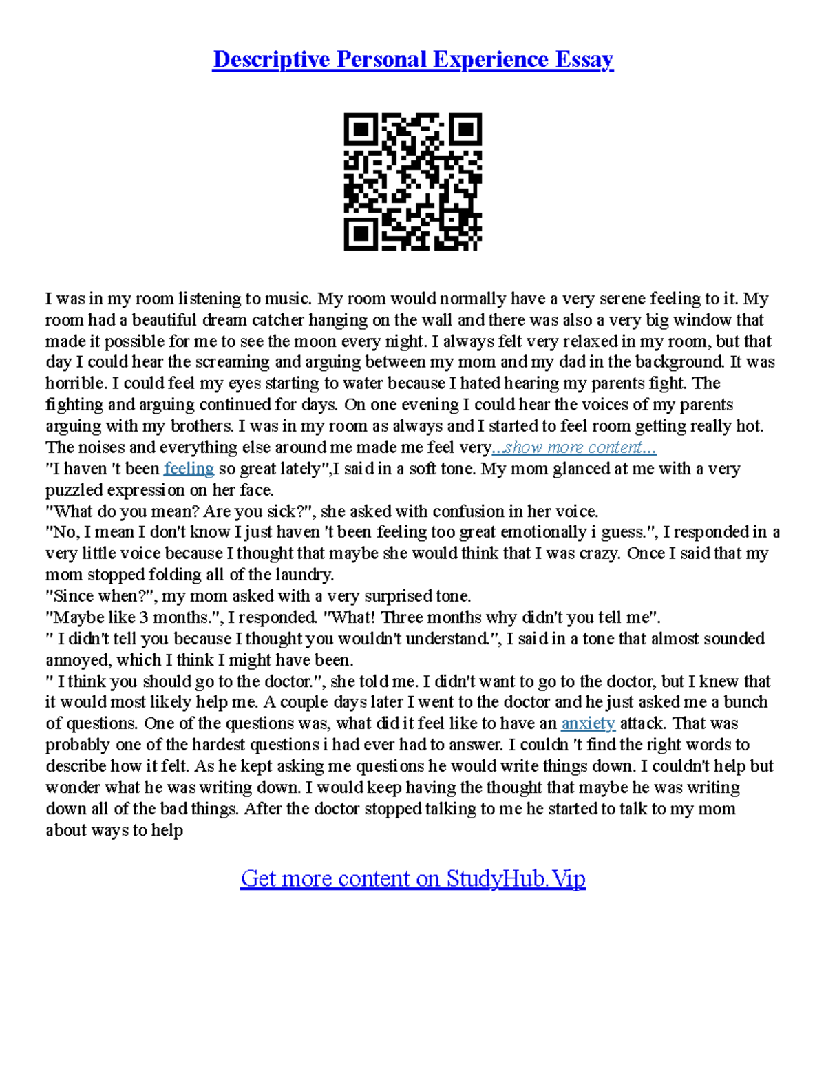 Descriptive Essay Person - Descriptive Personal Experience Essay I was ...
