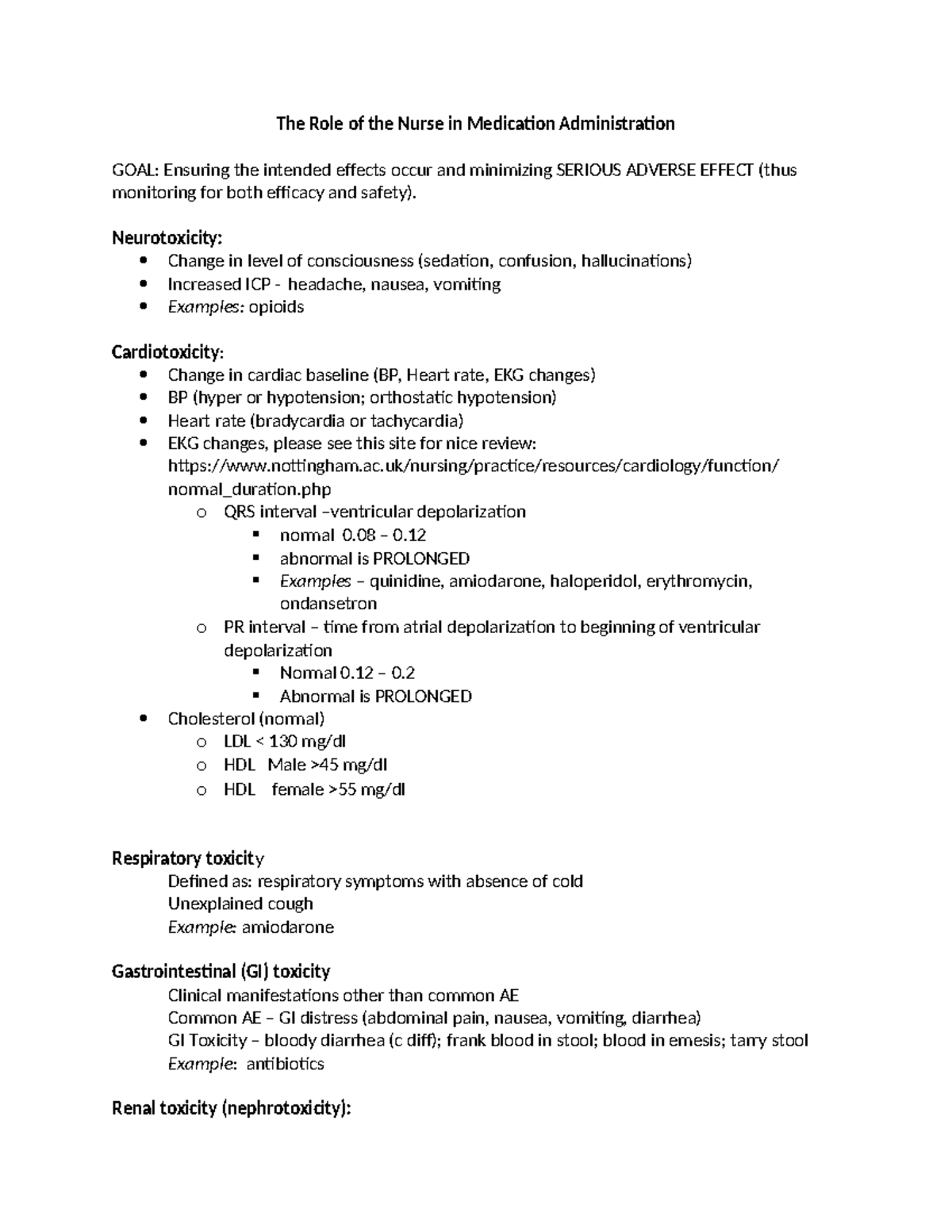 Medication Toxicity and Nursing Mgmt-1 - The Role of the Nurse in ...