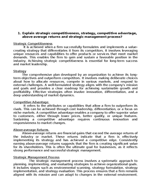 SM - Lecture 01 - STRATEGIC MANAGEMENT CHAPTER ONE Strategic Management ...