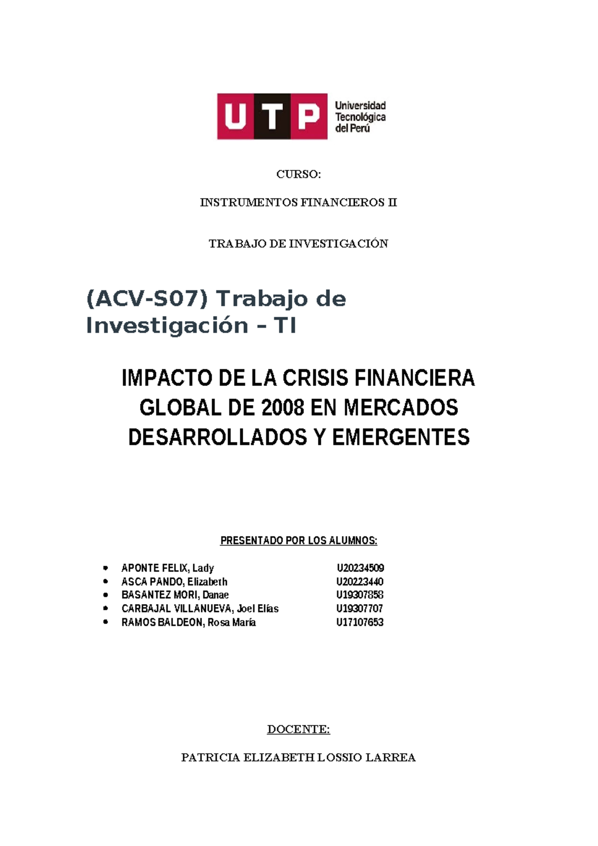Impacto de la crisis financiera global de 2008 en mercados ...