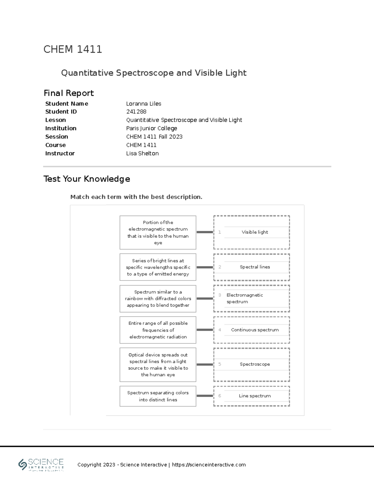 CHEM1411 Quantitative Spectroscopeand Visible Light 241288 Student