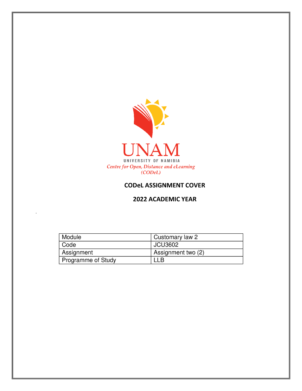 customary-law-2-assignment-2-codel-assignment-cover-2022-academic