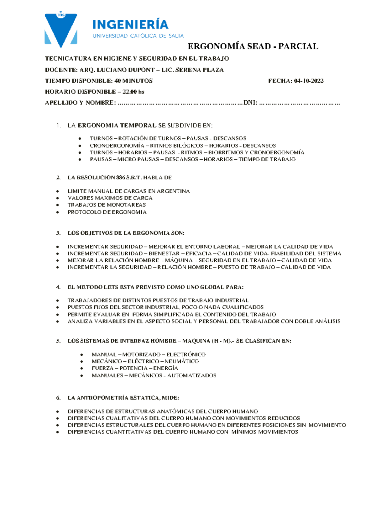 Parcial ERGO SEAD- 4 Octubre 2022 - 22 hs - ERGONOMÍA SEAD - PARCIAL ...