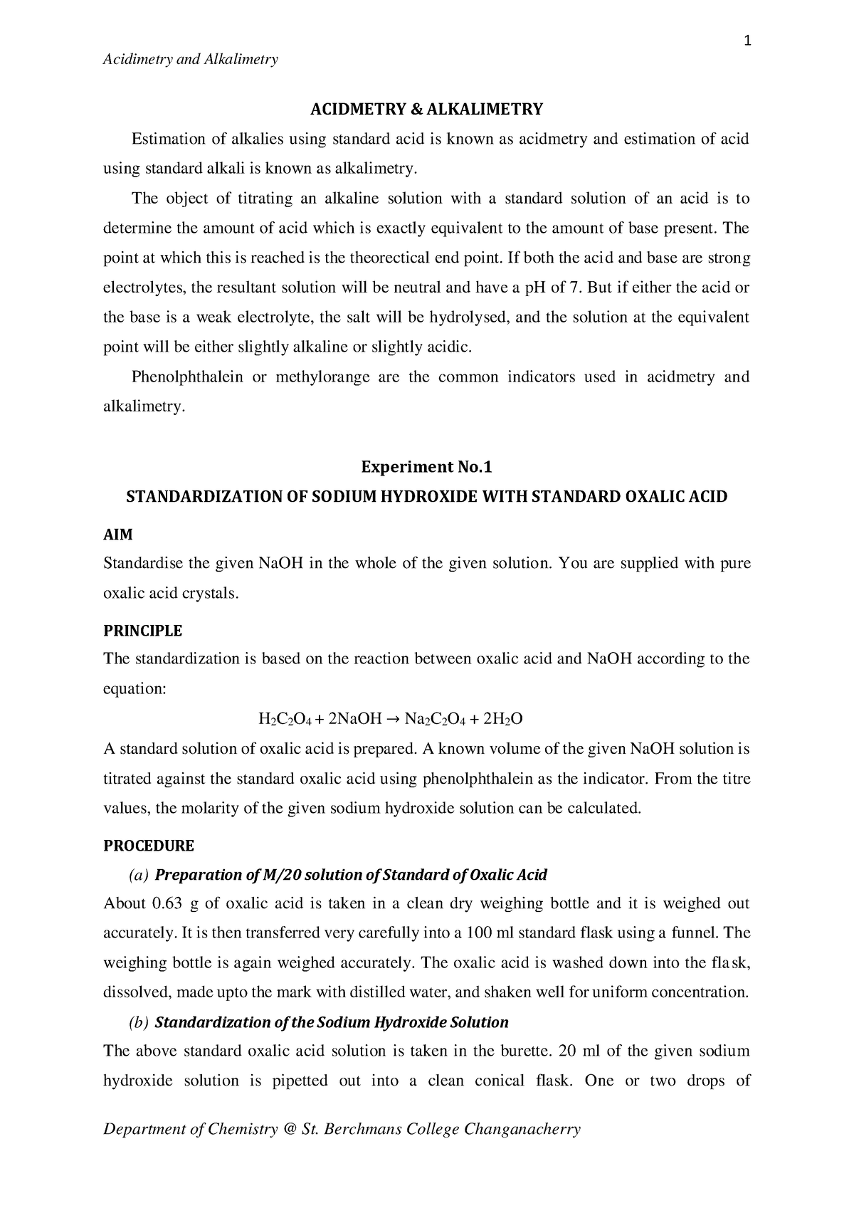 Acidimetry and Alkalimetry - Acidimetry and Alkalimetry ACIDMETRY ...