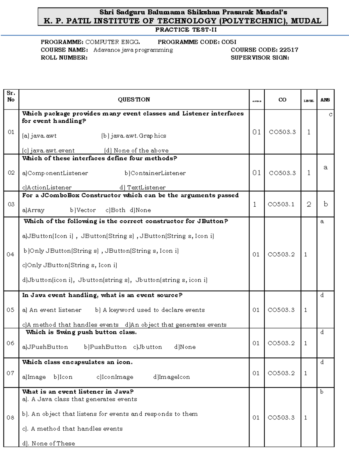 Ajp practice test 2 - Study with me - Shri Sadguru Balumama Shikshan ...
