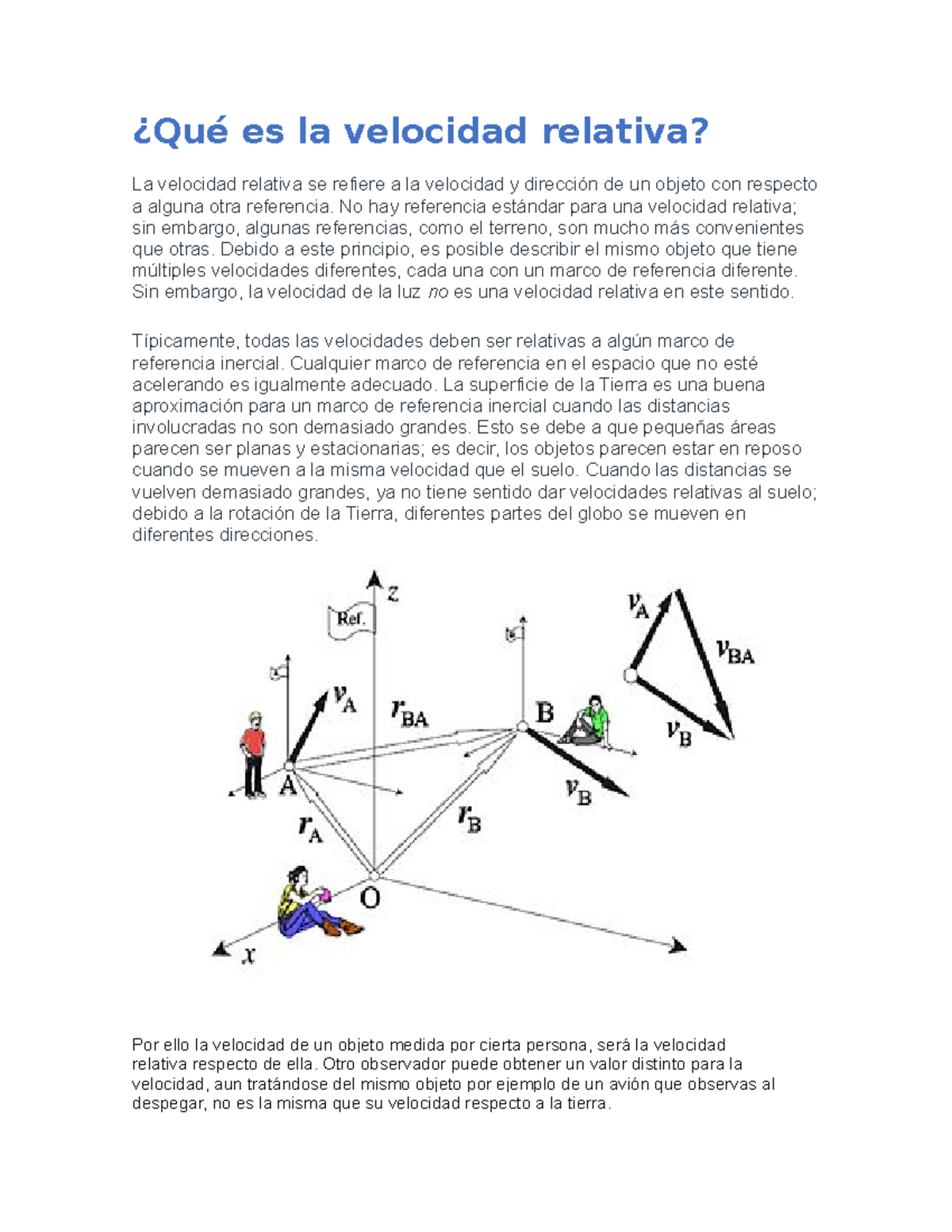 Trabajofisica - RESUMEN - ¿Qué es la velocidad relativa? La velocidad ...