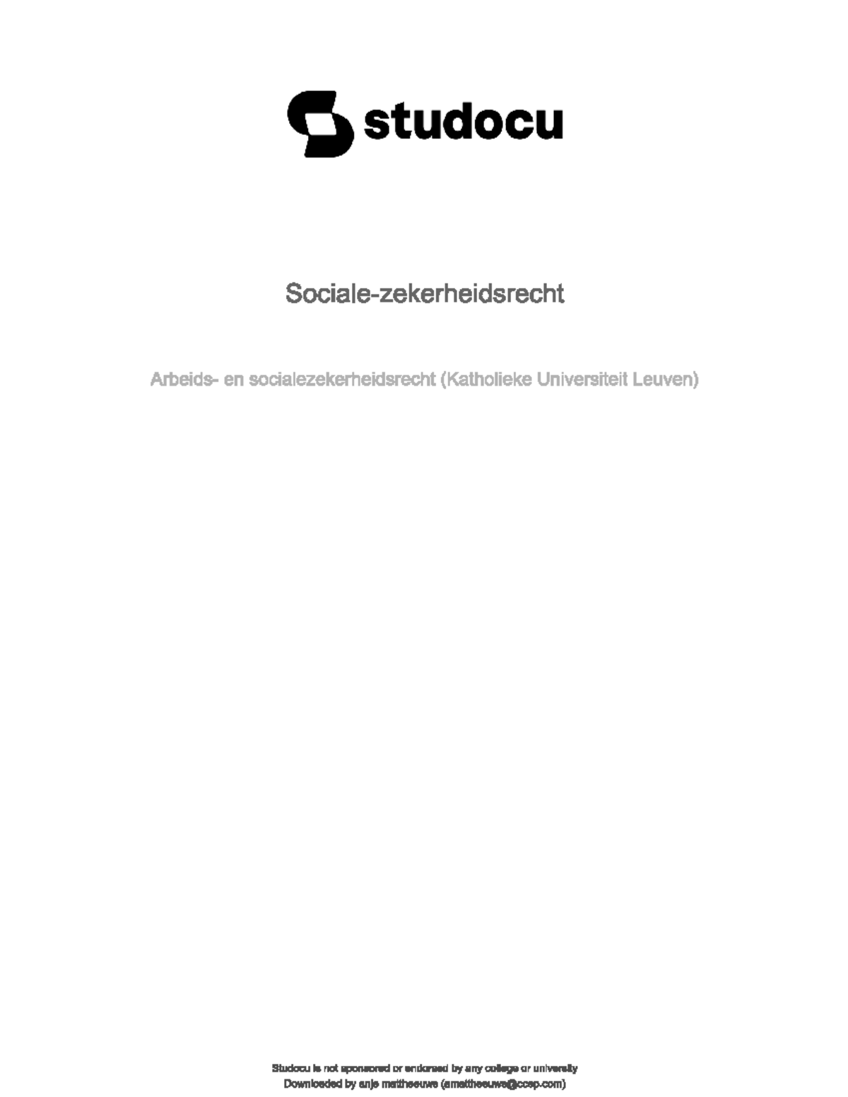 Sociale Zekerheidsrecht - Arbeids- En Socialezekerheidsrecht - Studocu