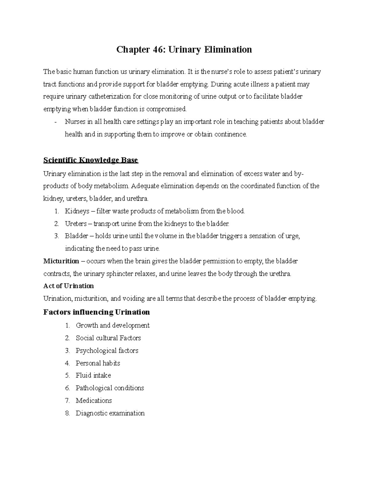 Chapter 46 - Urinary Elimination - Chapter 46: Urinary Elimination The ...