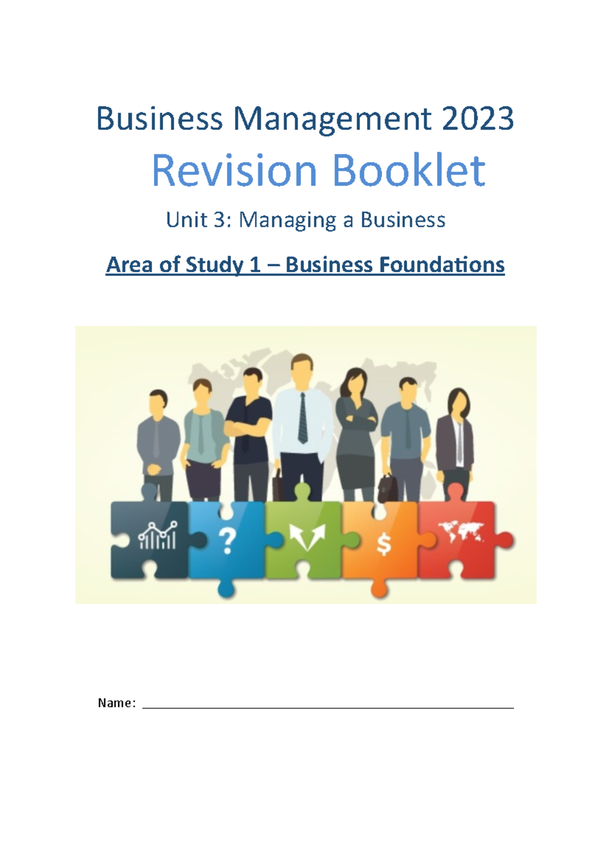 2023 BM U3AOS1 Summary Booklet Student Copy - Business Management 2023 ...