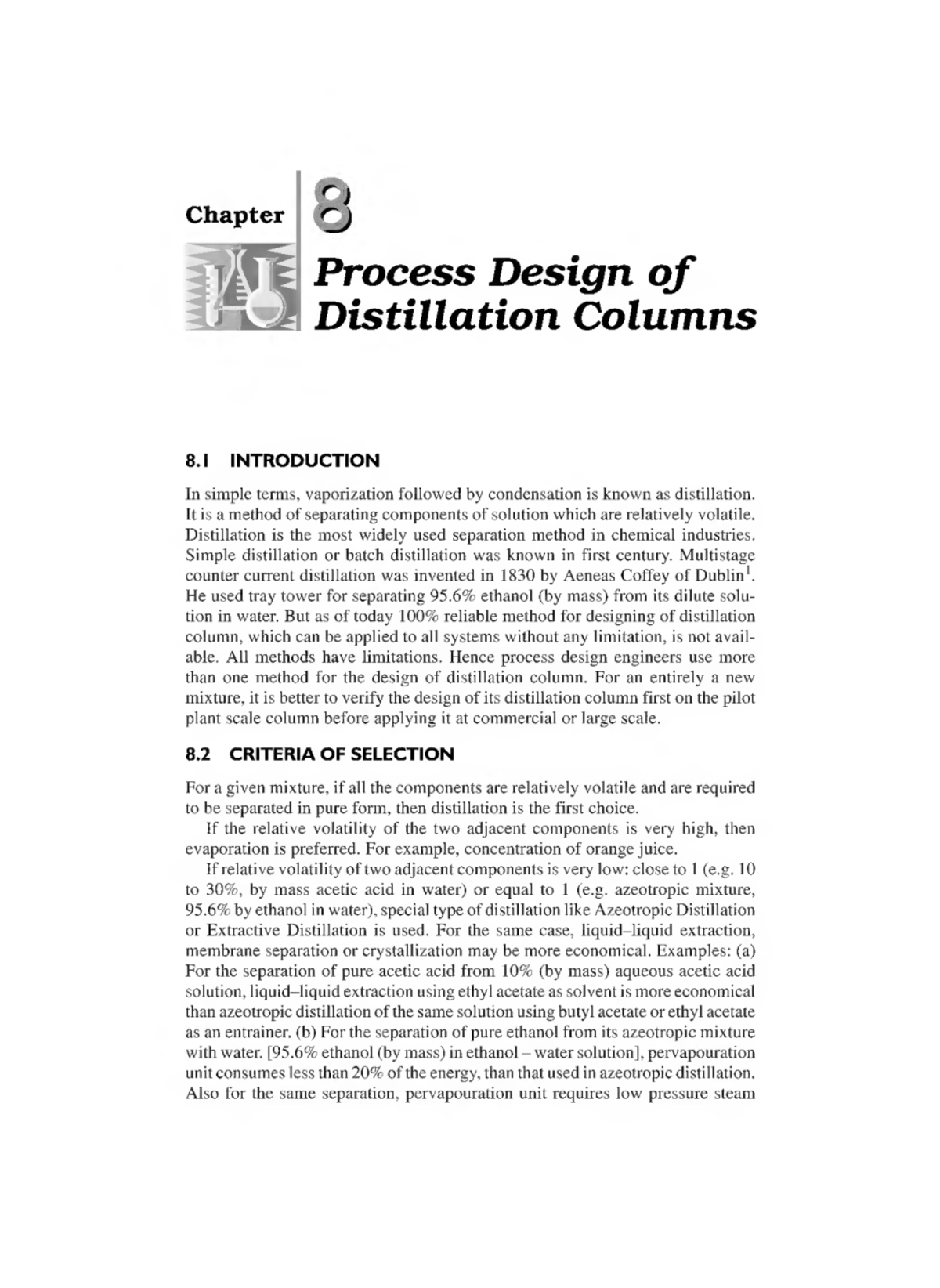 Process design of distillation columns Chapter n o Process Design of