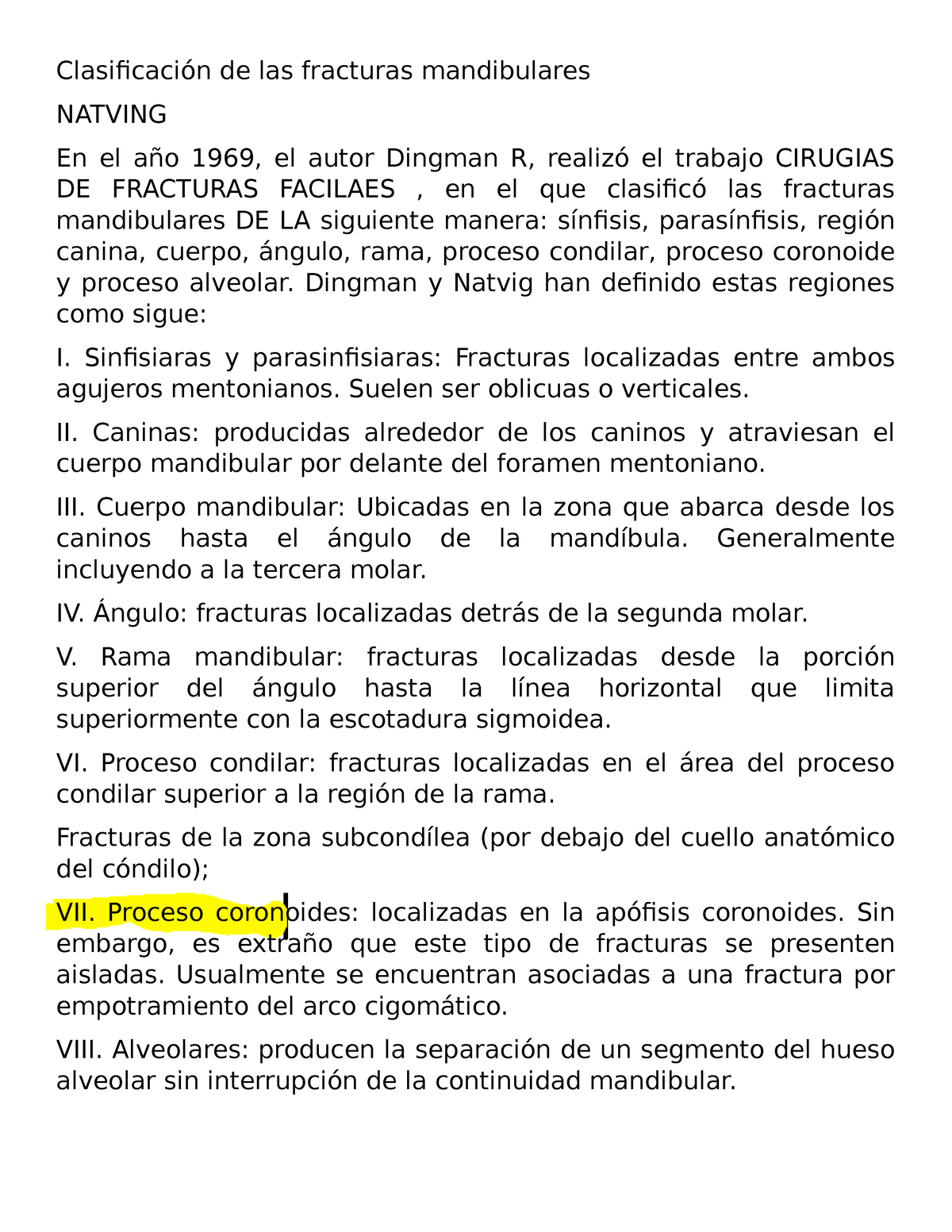 clasificación de fractura de mandíbula