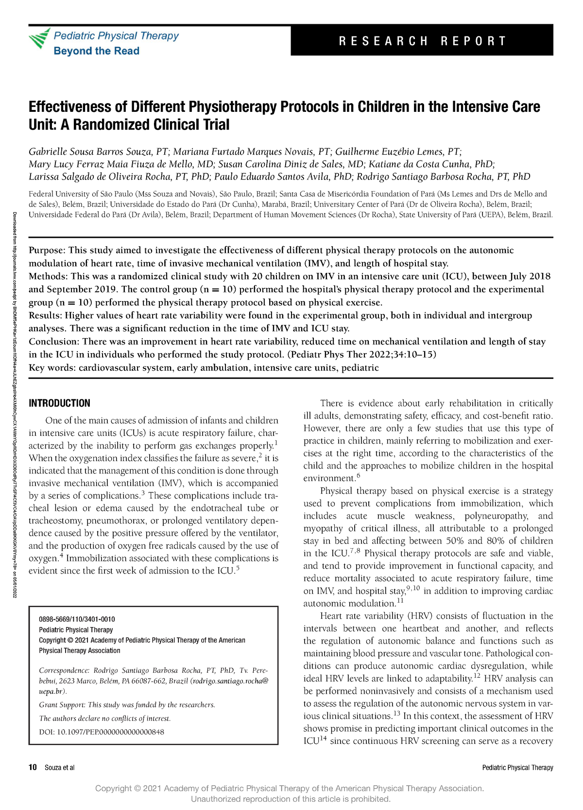 Effectiveness of Different Physiotherapy Protocols - Downloaded from ...