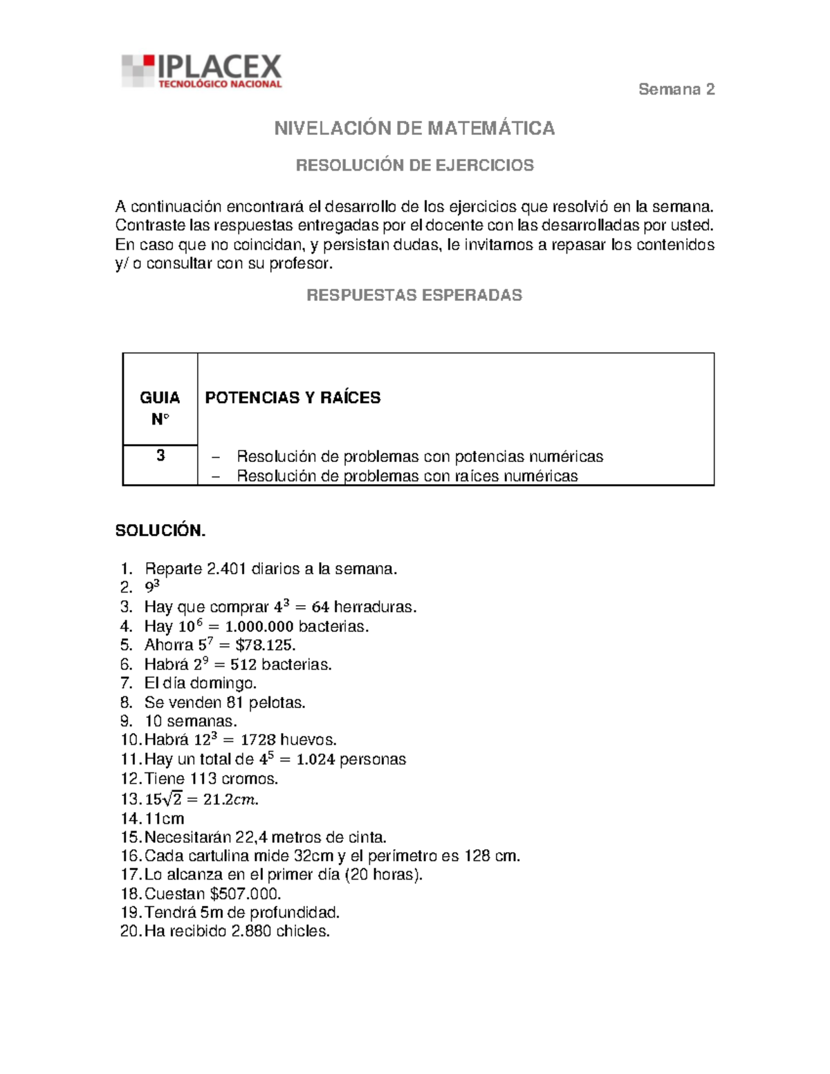 Resolucion De Ejercicios Guia 2 Semana 2 NivelaciÓn De MatemÁtica