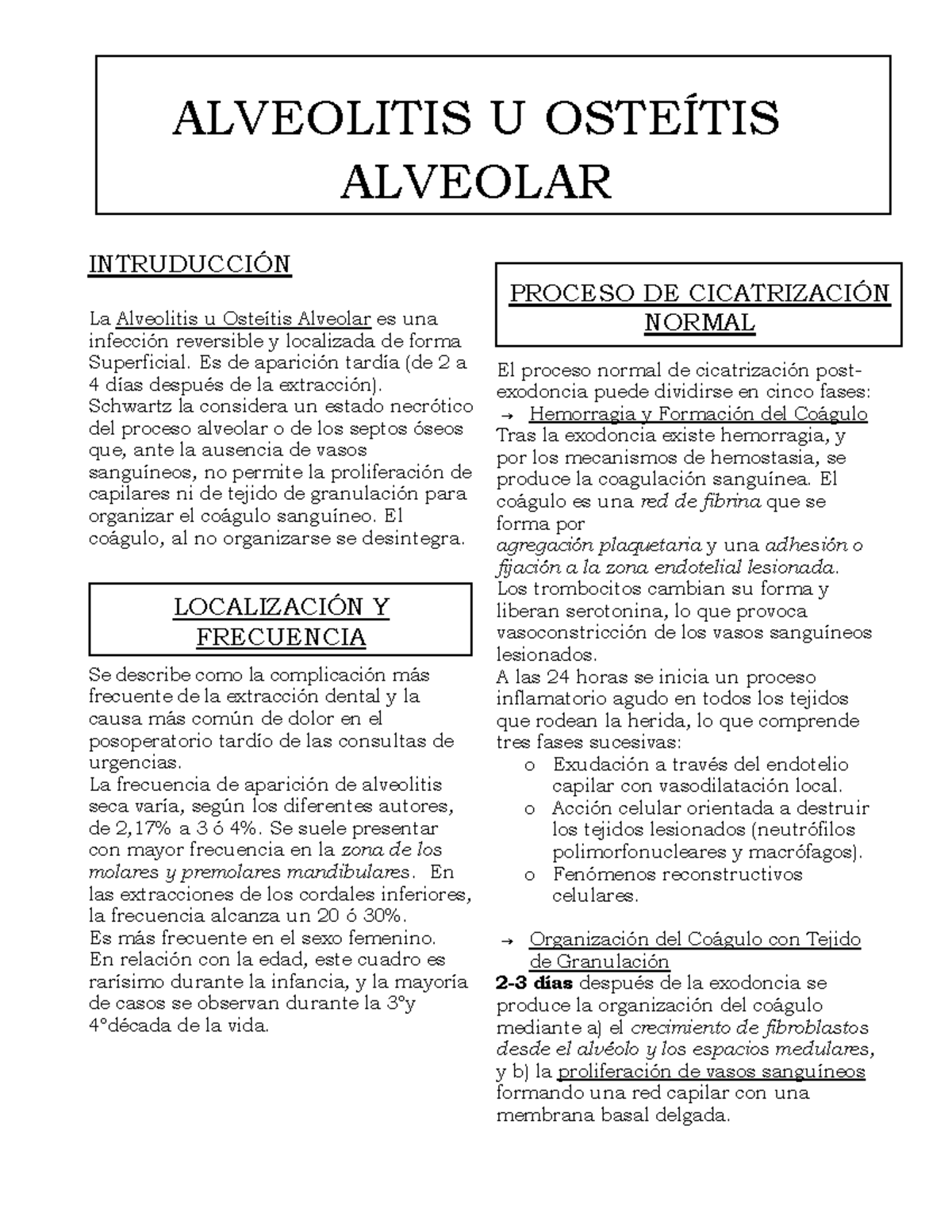 11. Alveolitis - ALVEOLITIS U OSTEÍTIS ALVEOLAR INTRUDUCCIÓN La ...