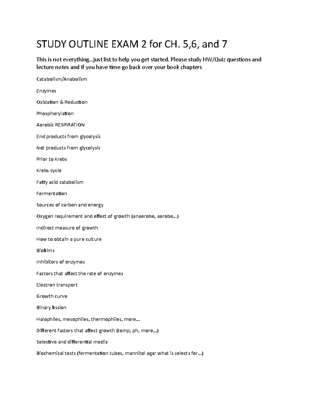 Study Outline EXAM 2 Micro 2021 FALL - STUDY OUTLINE EXAM 2 for CH. 5,6 ...