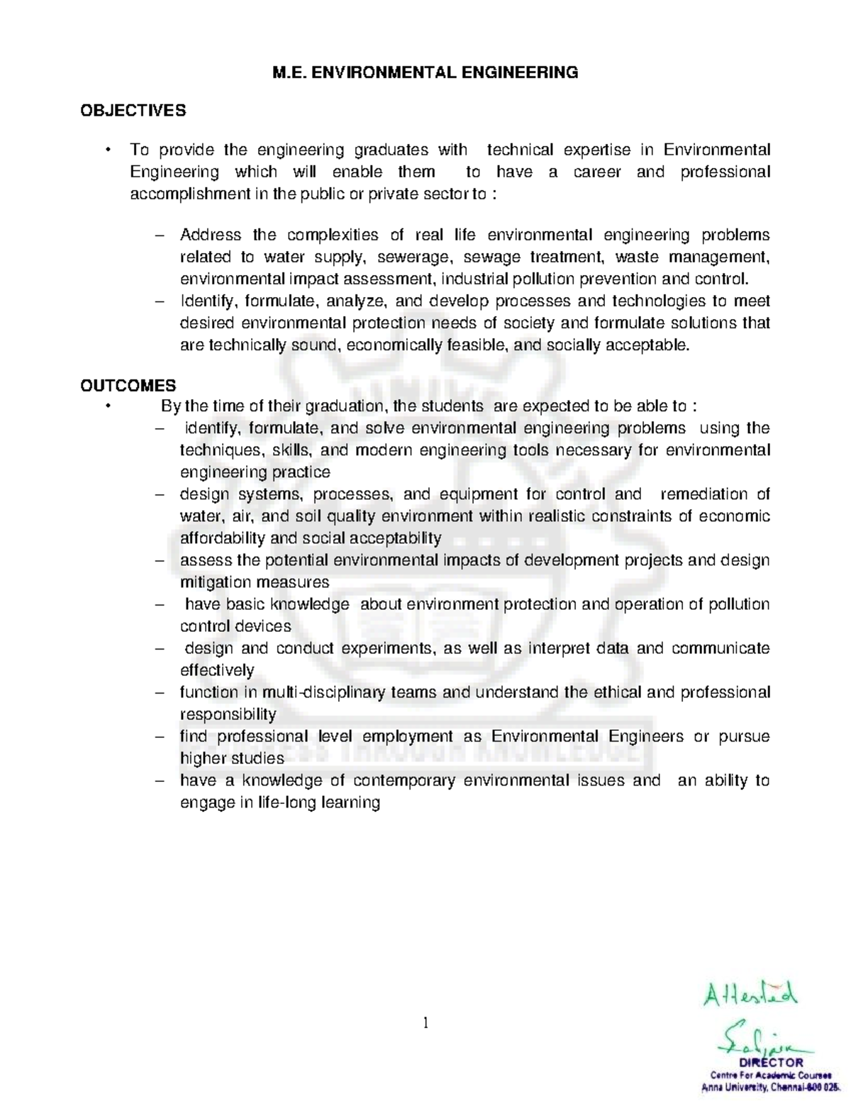 05. Env Engg - M. ENVIRONMENTAL ENGINEERING OBJECTIVES • To provide the ...