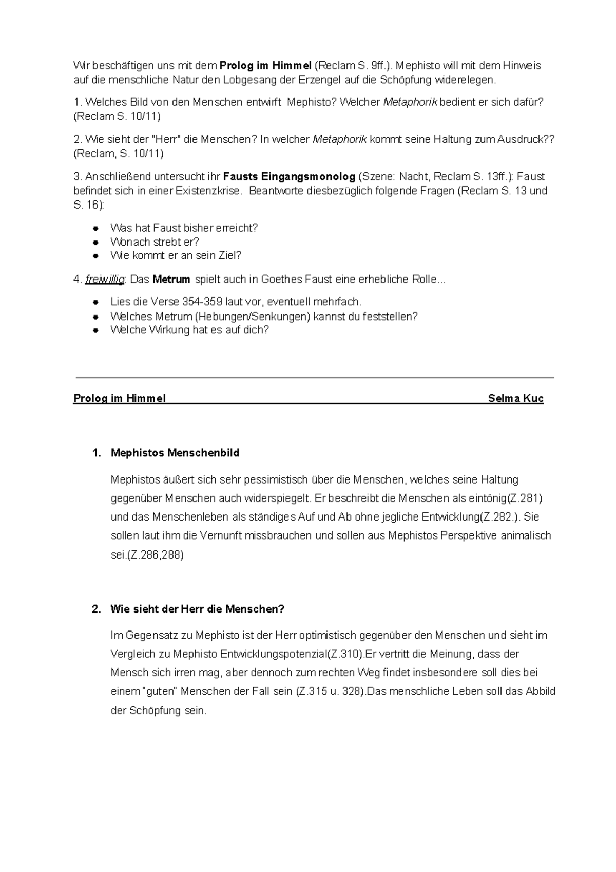 Prolog Im Himmel Zusammenfassung Faust: Prolog im Himmel - Wir beschäftigen uns mit dem Prolog im Himmel