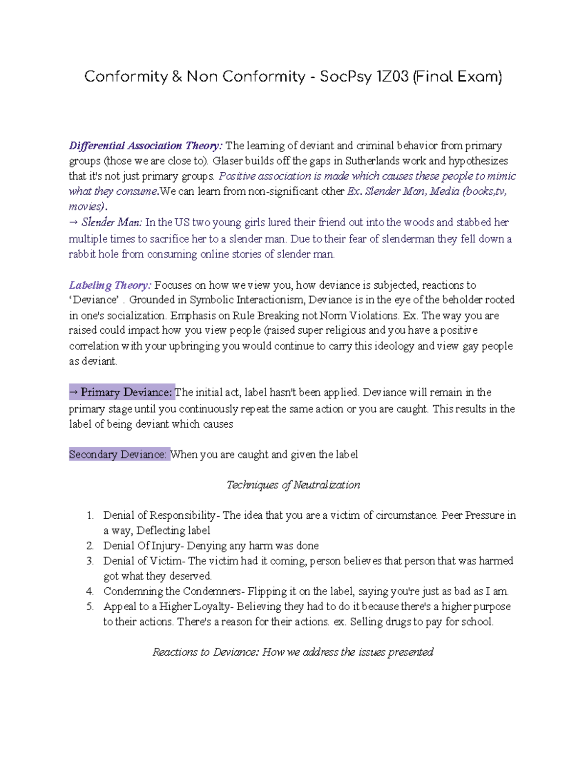 Conformity & Non Conformity - Soc Psy 1Z03 (Final Exam) - Conformity ...