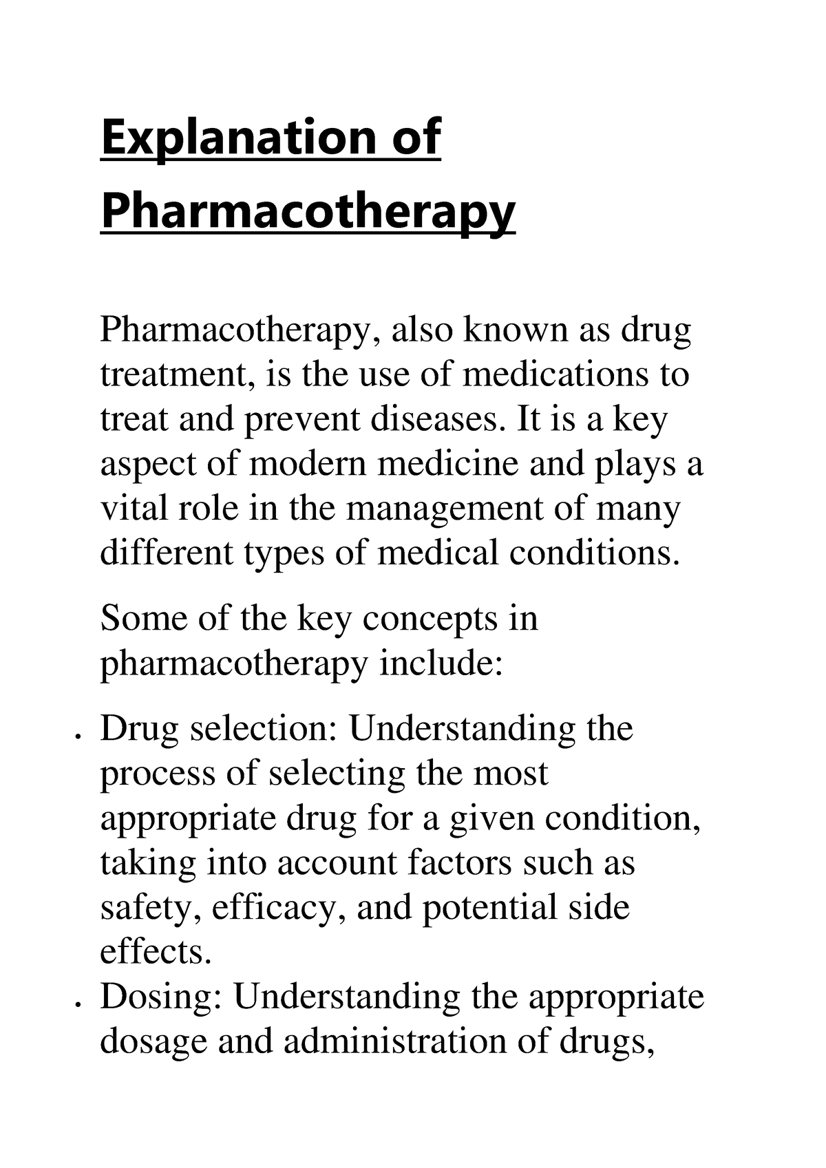 Pharmacotherapy - Explanation Of Pharmacotherapy Pharmacotherapy, Also ...