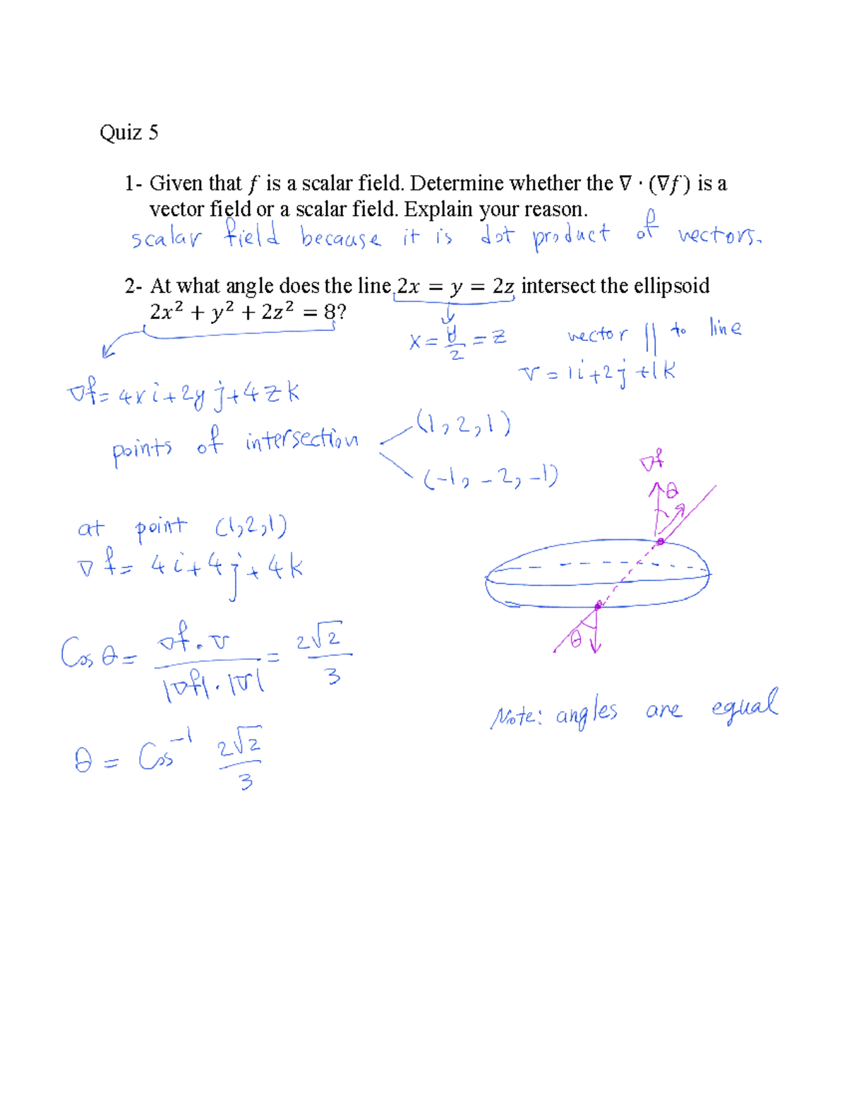 Quiz 5 Solthe Math Exam Sol Quiz 5 1 Given That рќ Is A Scalar Field