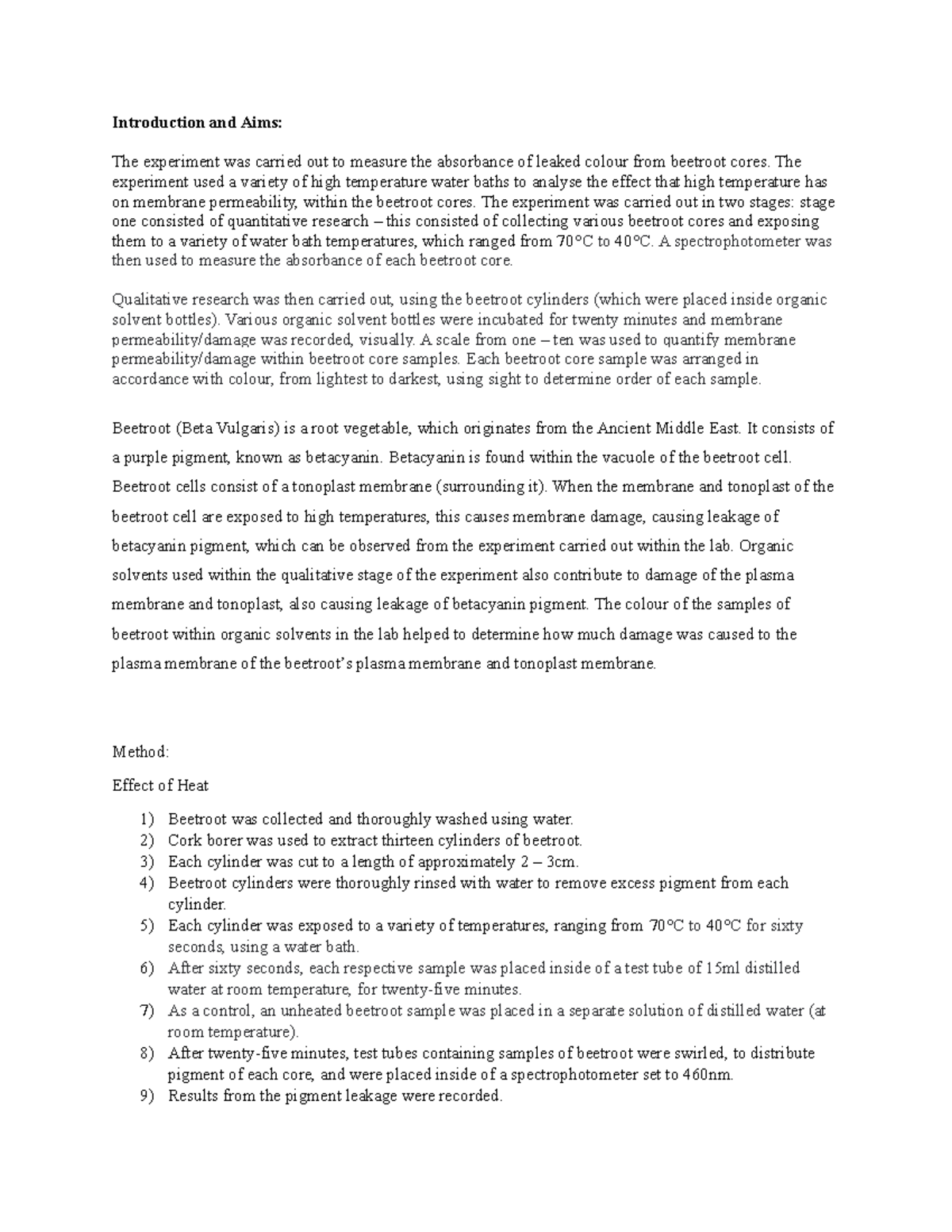 Alcohol experiment hhfffddhhh Introduction and Aims The experiment