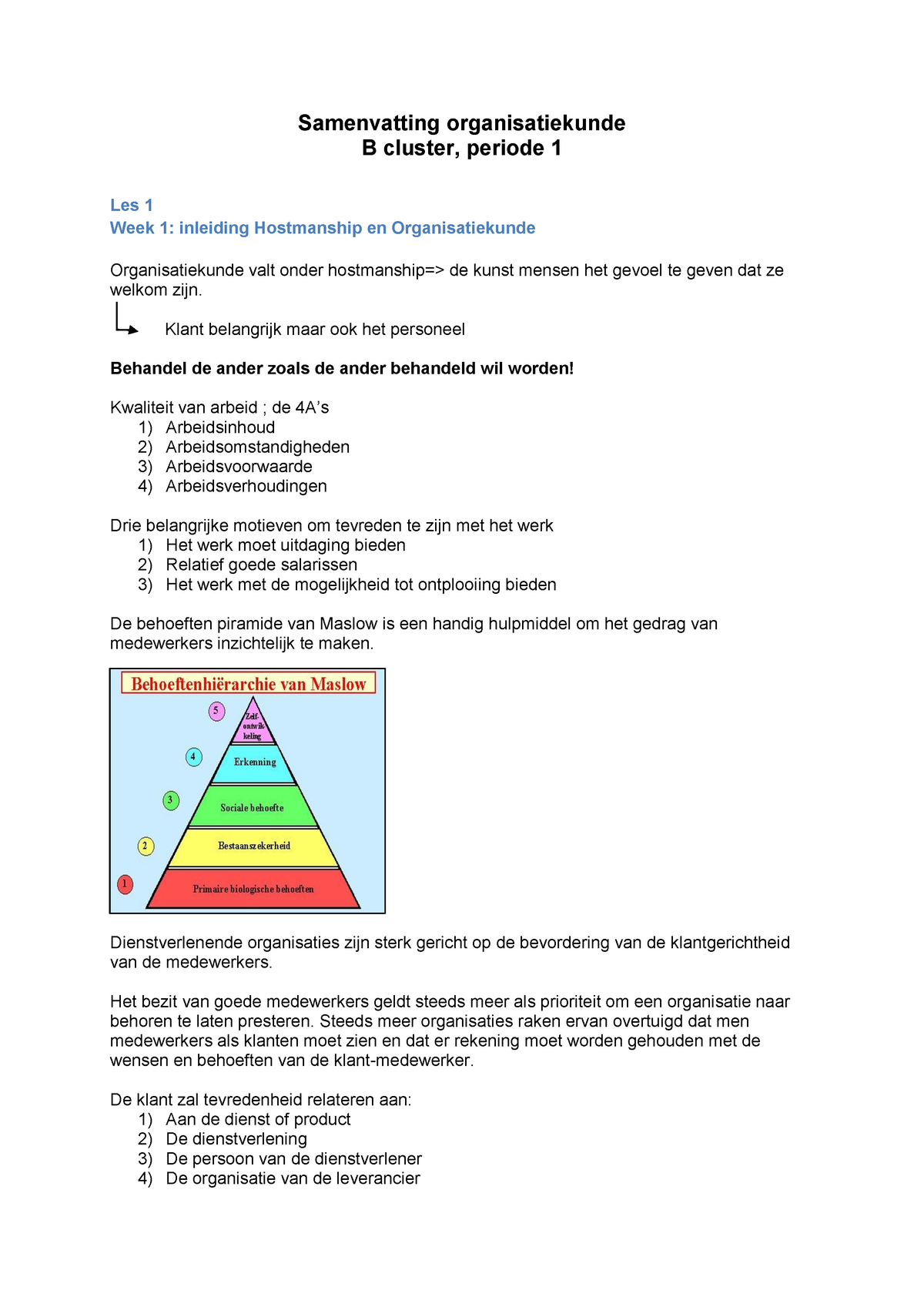 Samenvatting Organisatiekunde - Cluster B - Samenvatting ...