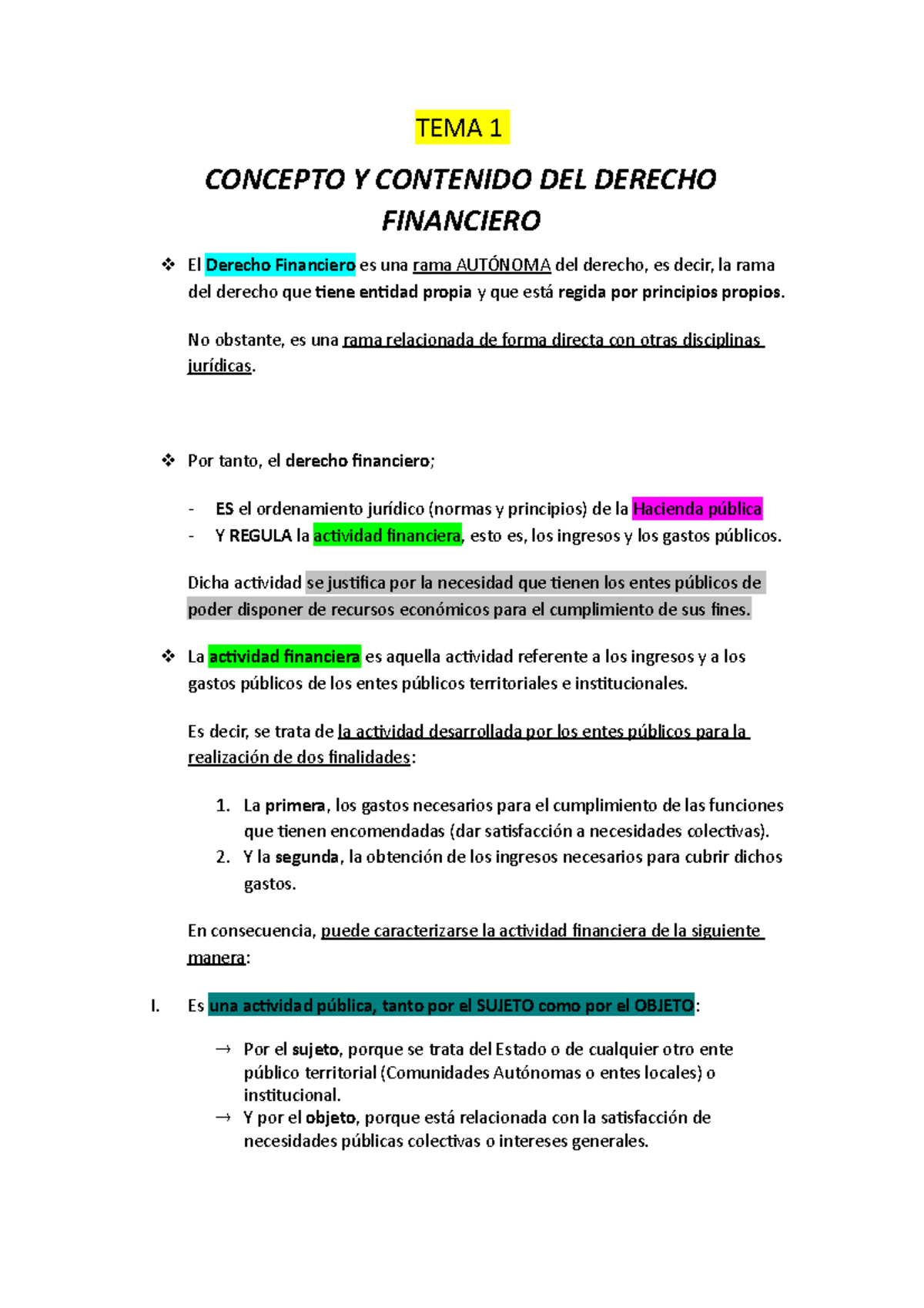 TEMA 1 Derecho Financiero Y Tributario - TEMA 1 CONCEPTO Y CONTENIDO ...