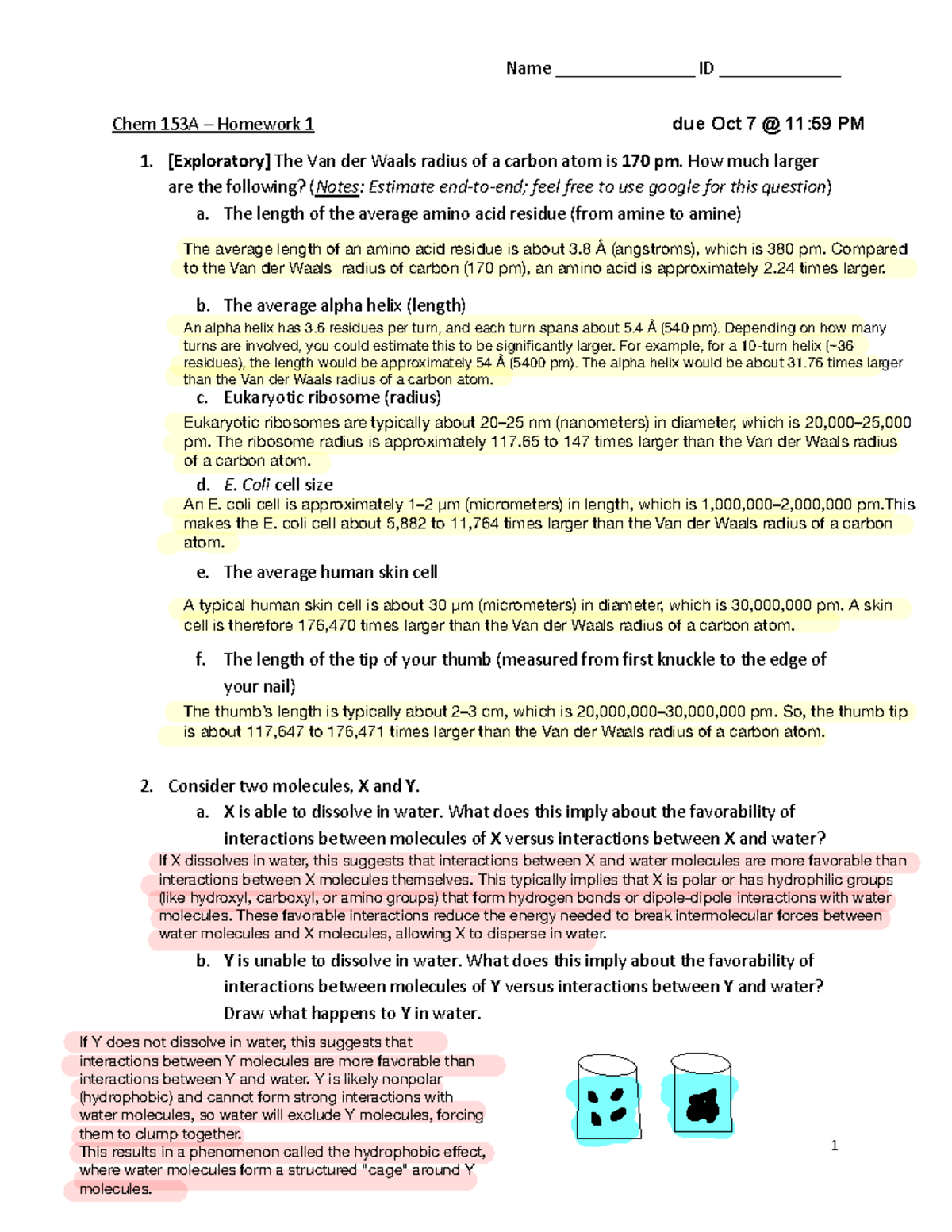 Chem 153A - Homework 1 - Name _______________ ID _____________ 1 Chem ...