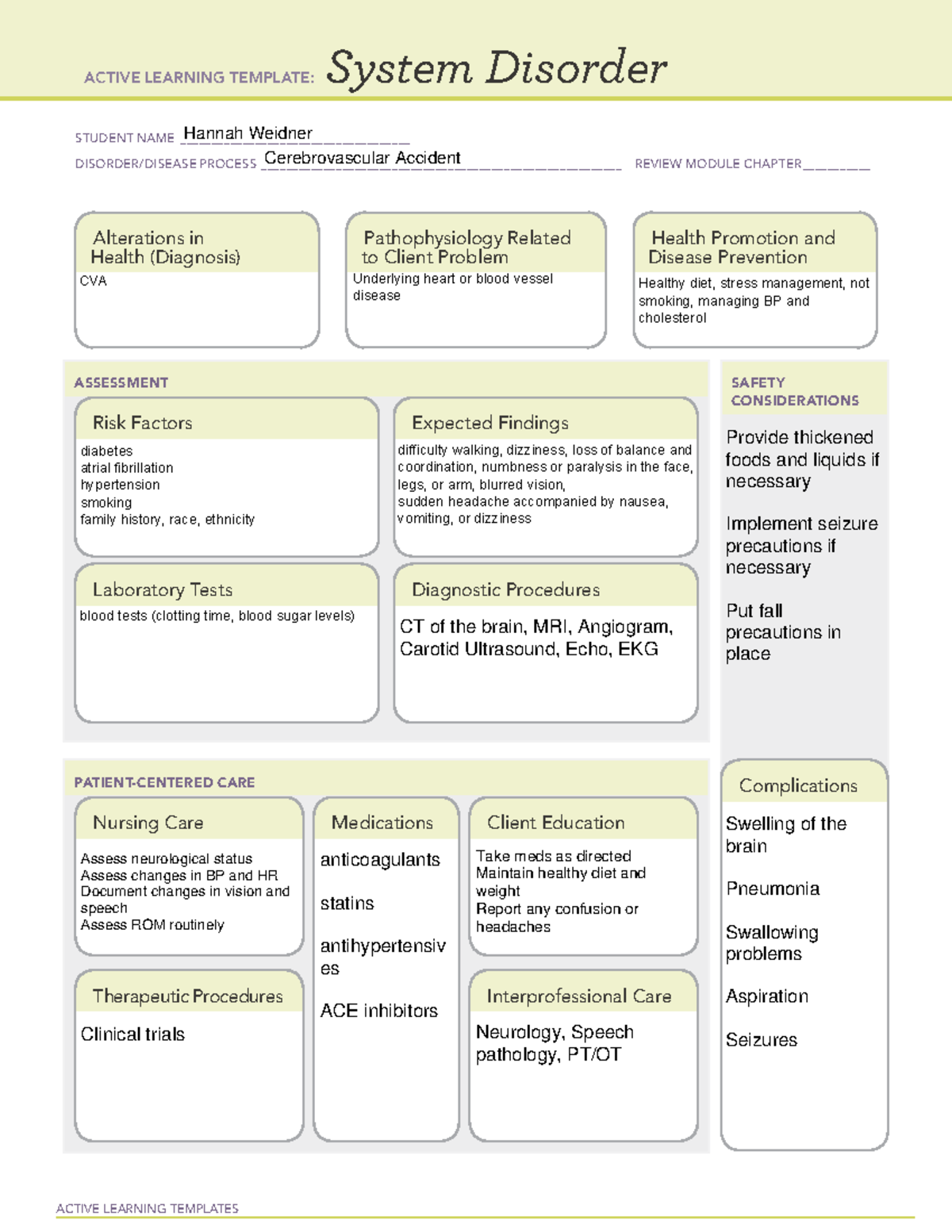 ATI System Disorder CVA - ACTIVE LEARNING TEMPLATES System Disorder ...