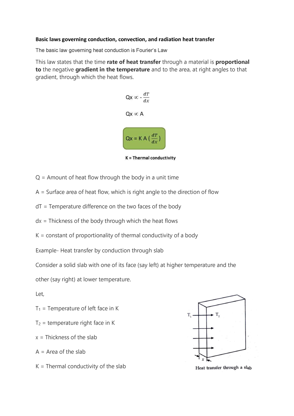 Governing laws of heat transfer