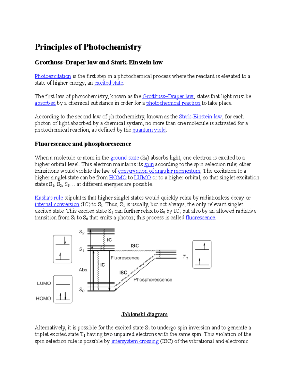 Principles of photochemistry - Principles of Photochemistry Grotthuss ...