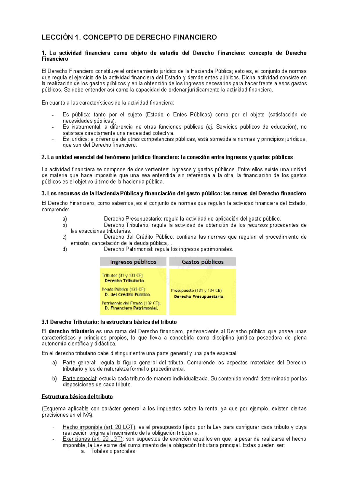 Son Los Apuntes Del Tema 1 - LECCIÓN 1. CONCEPTO DE DERECHO FINANCIERO ...