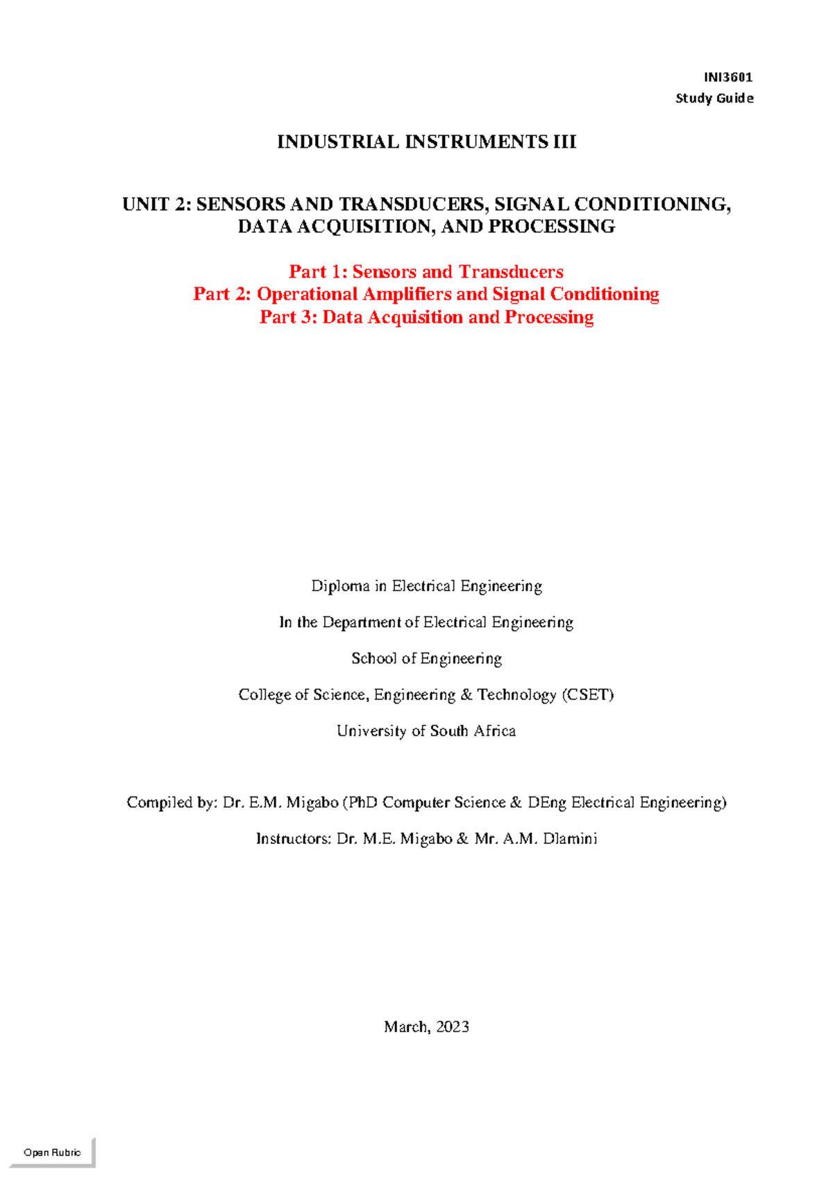 INI3601 2024 Assignment 1 Instrumentation projects as instruments for ...