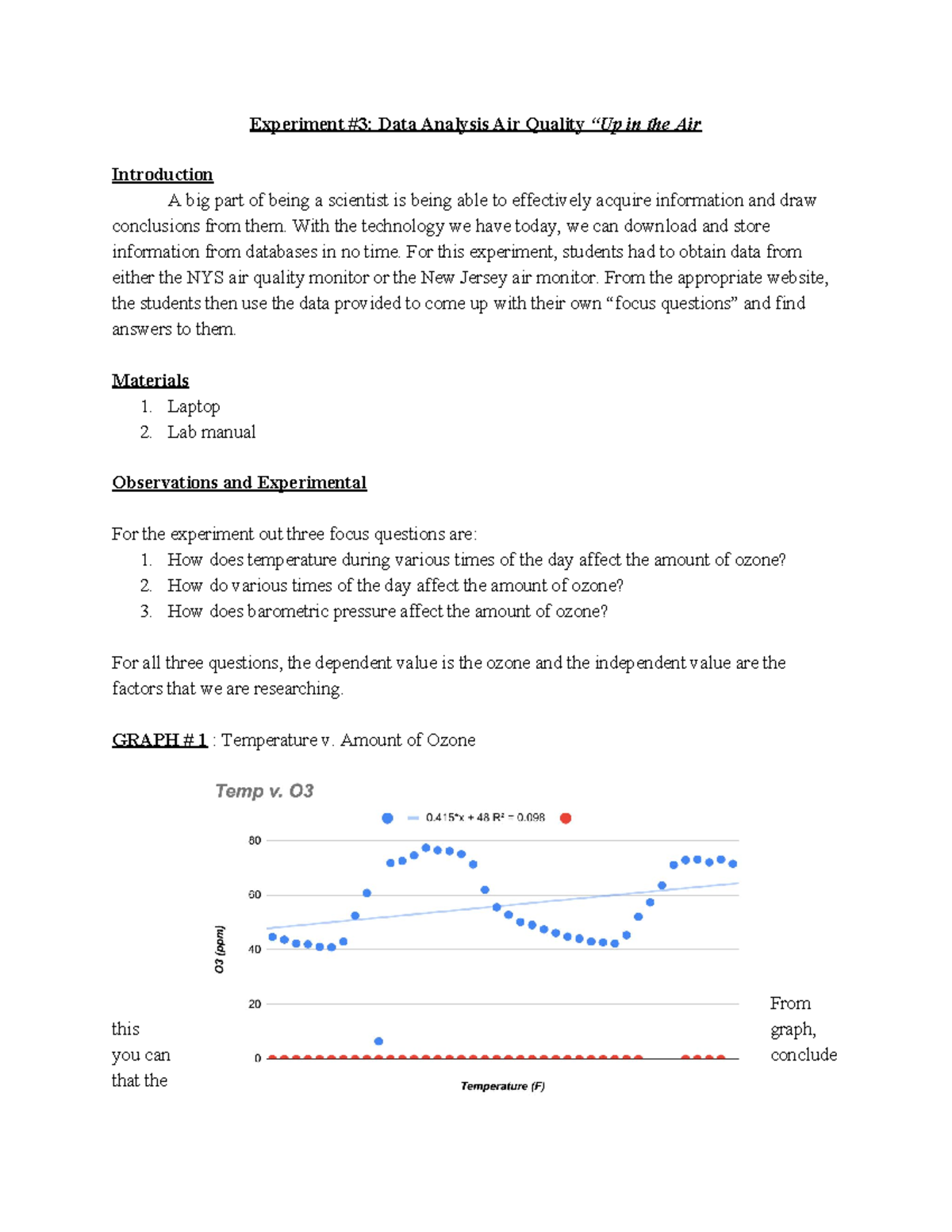 Chem 106 Lab Report 3 Data Analysis Air Quality “Up In The Air“ StuDocu