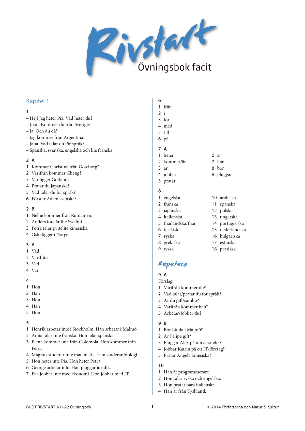 Vdocuments - Pracktice Material - Övningsbok Facit Kapitel 1 1 – Hej ...