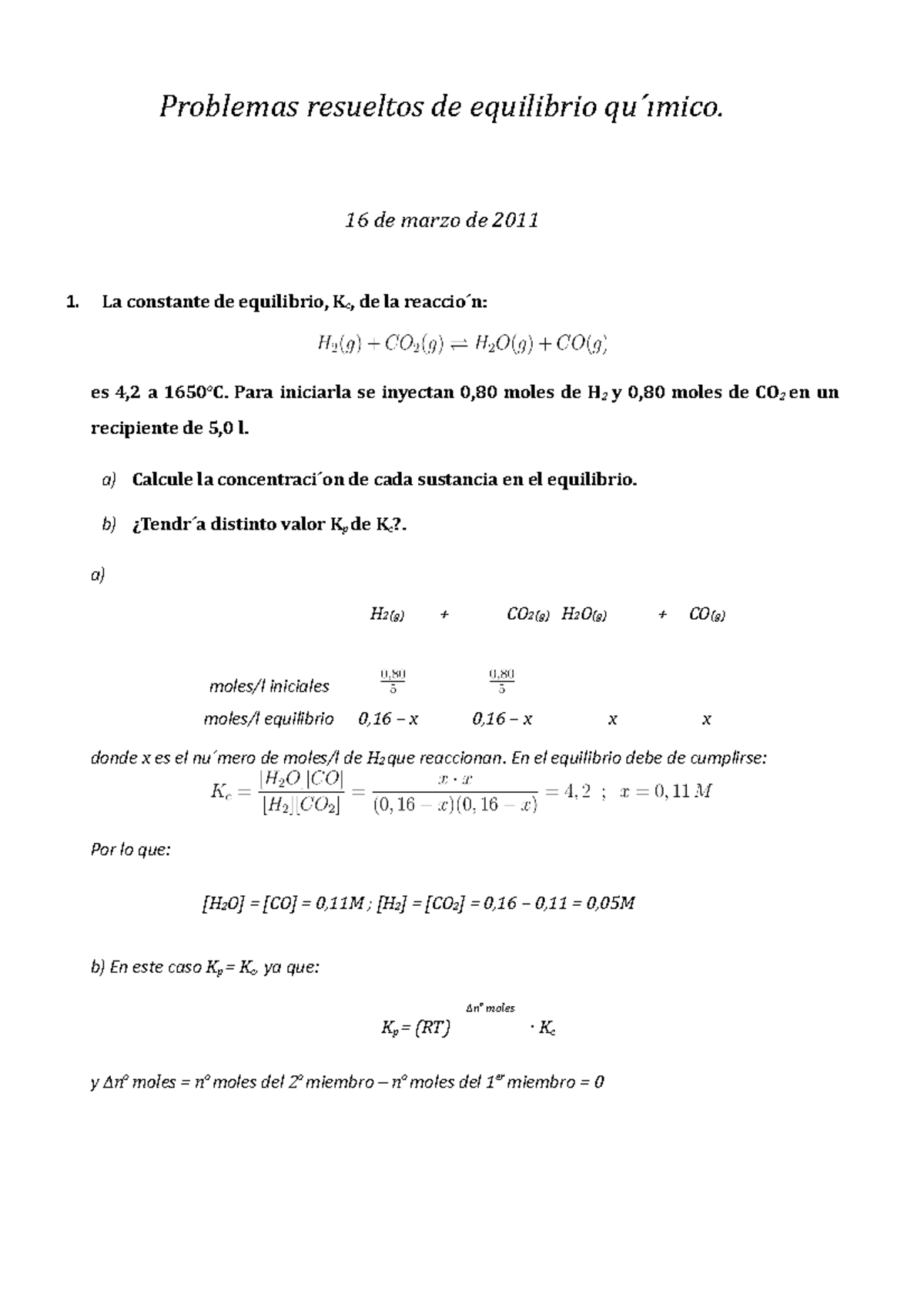 Problemas-resueltos DE Equilibrio Quimico - Problemas Resueltos De ...