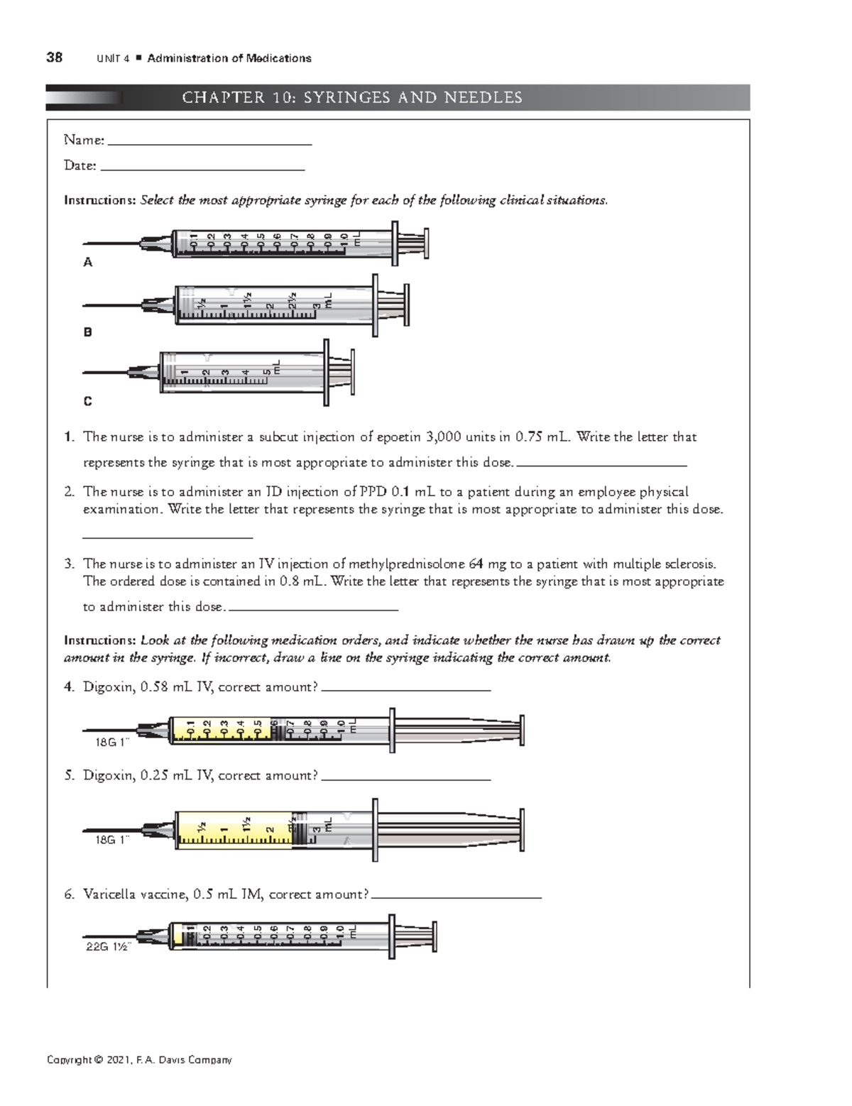Chapters 10, 11, 13: Administration of Medications Overview - 38 UNIT 4 ...