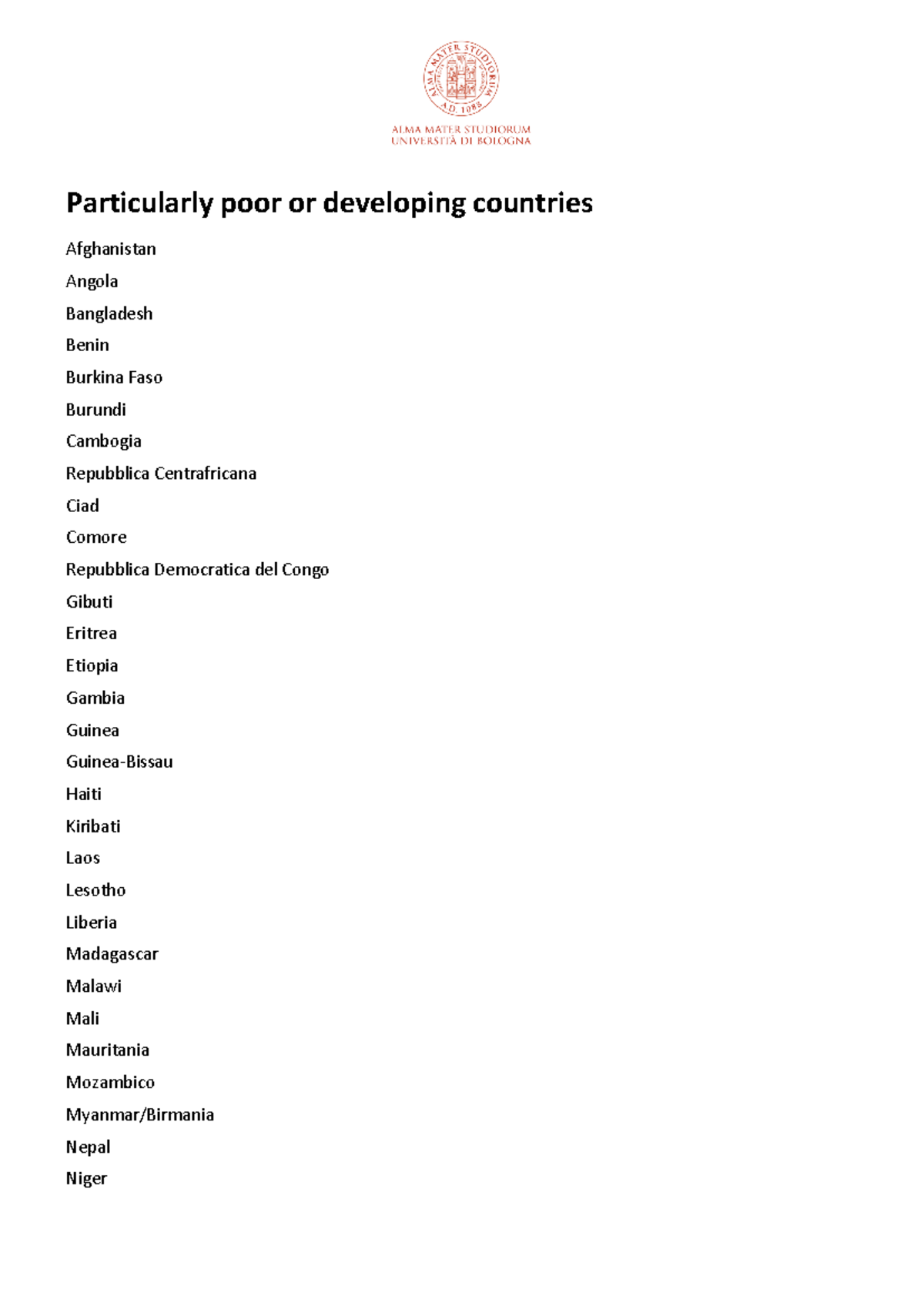 Particularly poor or developing countries - Bangladesh Studies ...