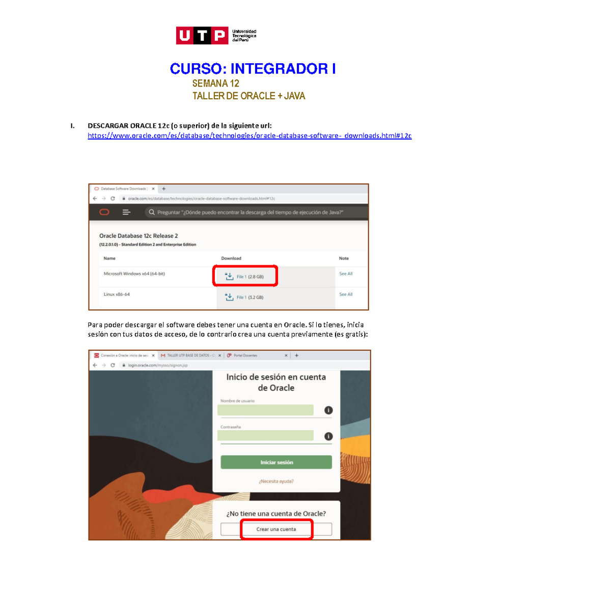Semana 12 - Taller Netbeans + Oracle - CURSO: INTEGRADOR I SEMANA 12 ...