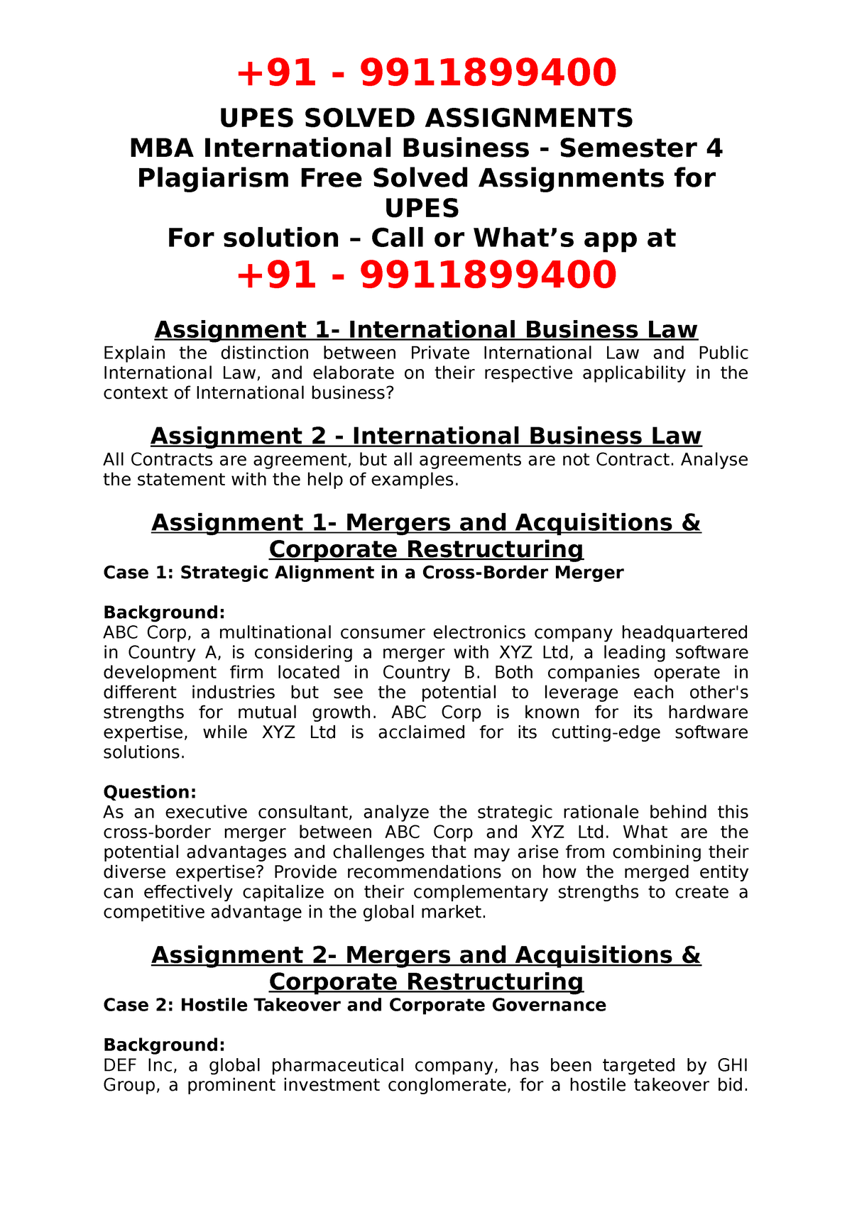 upes mba assignment