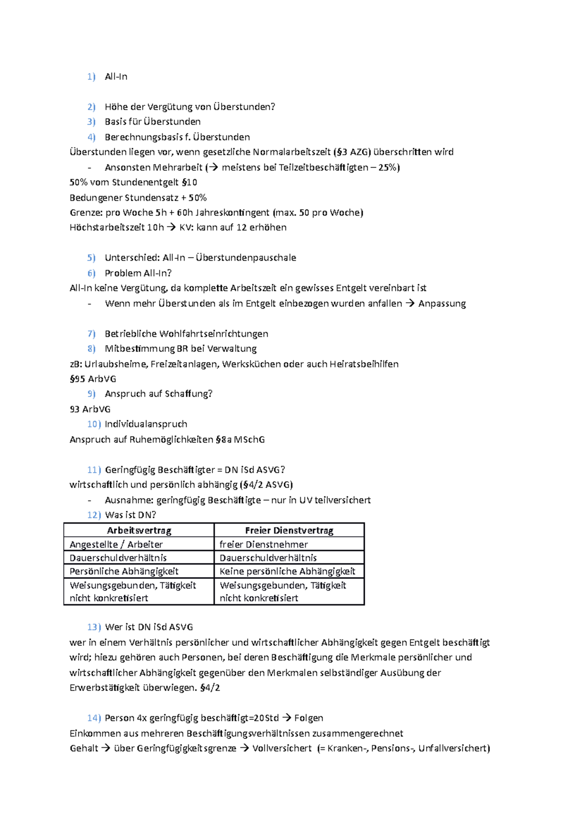 Fragenkatalog Wolf - All-In Höhe der Vergütung von Überstunden? Basis ...